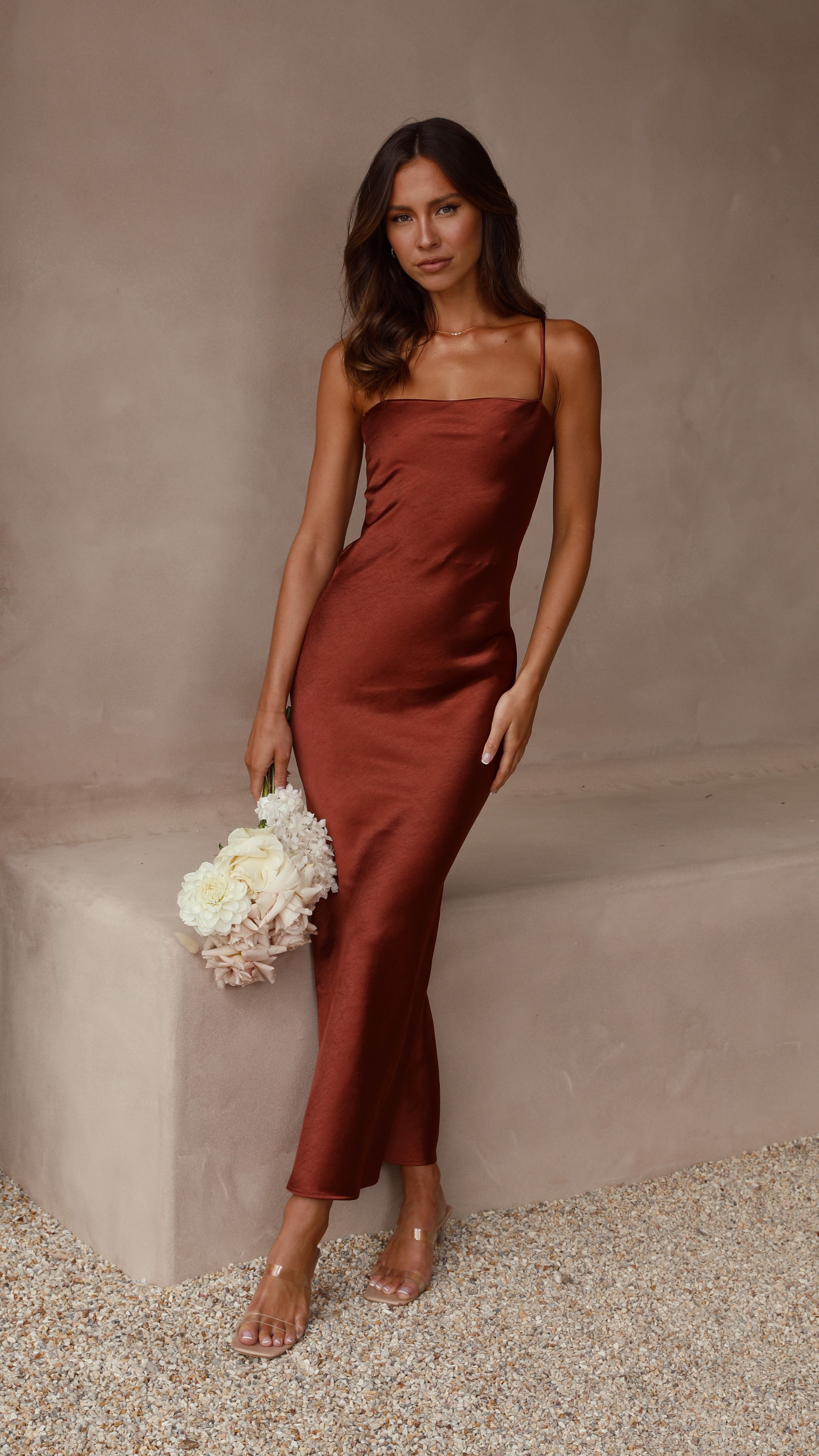 Keira Maxi Dress in Rust - Elegant Long Boho Flowy Dress for Women | Perfect for Summer, Beach, Weddings & Casual Outings