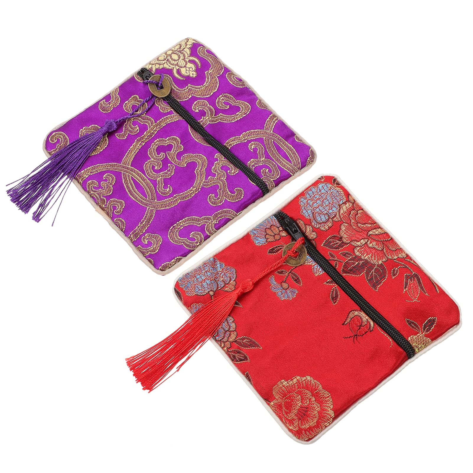 Healifty 2-Pack Guzheng Pipa Nail Tape Storage Bags - Small Embroidery Pouch for Chinese Zither Finger Picks - Perfect for Musicians, Traditional Instrument Accessories & Travel Organizers
