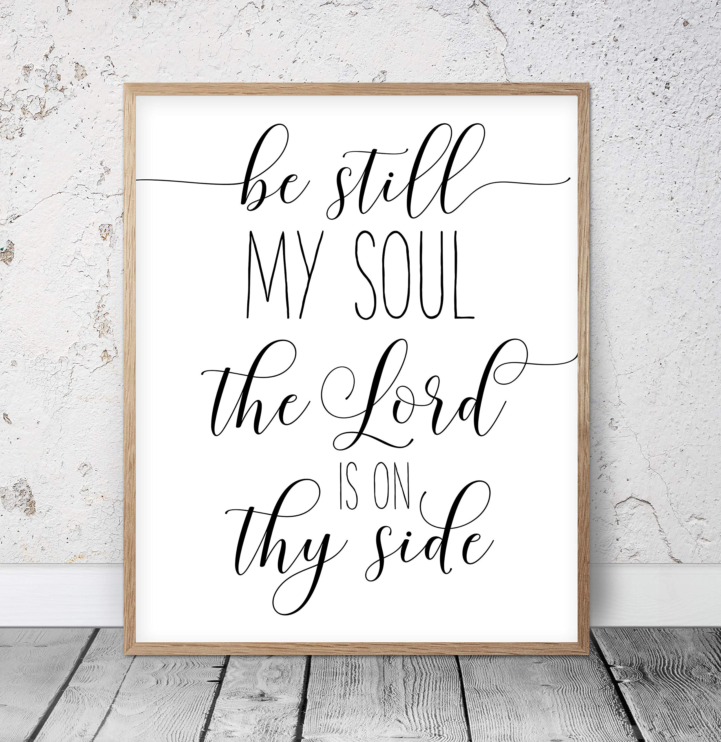 Daoyiqi Wood Pallet Plaque with Frame - Be Still My Soul Print | Nursery Wall Art, Kids Room Decor, Baby Girl Nursery Prints, Bedroom Wall Decor | Bible Verse Wall Art Quote Sign for Christian Home & Sunday School Classroom