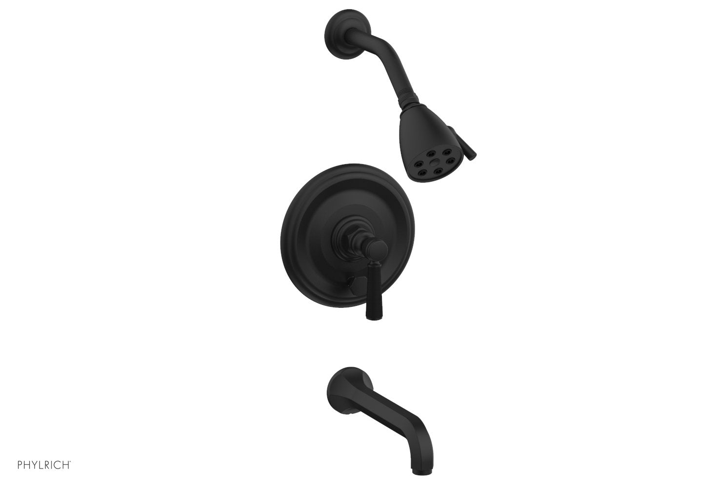 HEX TRADITIONAL Pressure Balance Tub and Shower Faucet Set - Satin Black Finish with Lever Handle (Model 500-27) | Perfect for Bathroom Renovation & Modern Home Decor