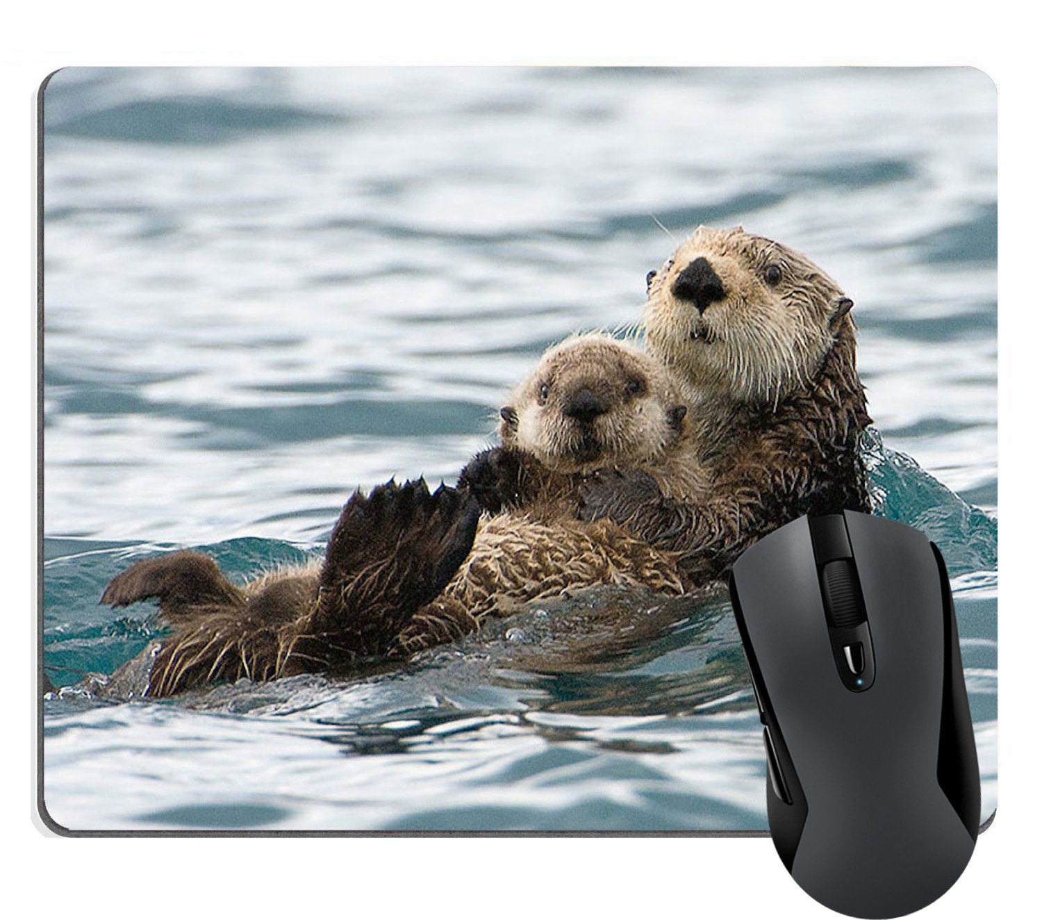 Adorable Sea Otters Mouse Pad - Cute Nature Animal Playing in Water - Non-Slip Gaming & Office Desk Mat for Computer Laptop - Perfect Gift for Animal Lovers & Work From Home