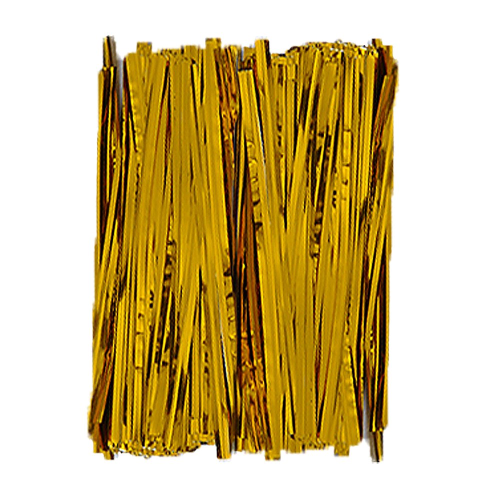 Gold Metallic Twist Ties for Party Favor Bags, Gift Wrapping, Crafts & DIY Projects - 3 Inch Wide, 100 Count - Perfect for Birthday Parties, Baby Showers & Wedding Decorations