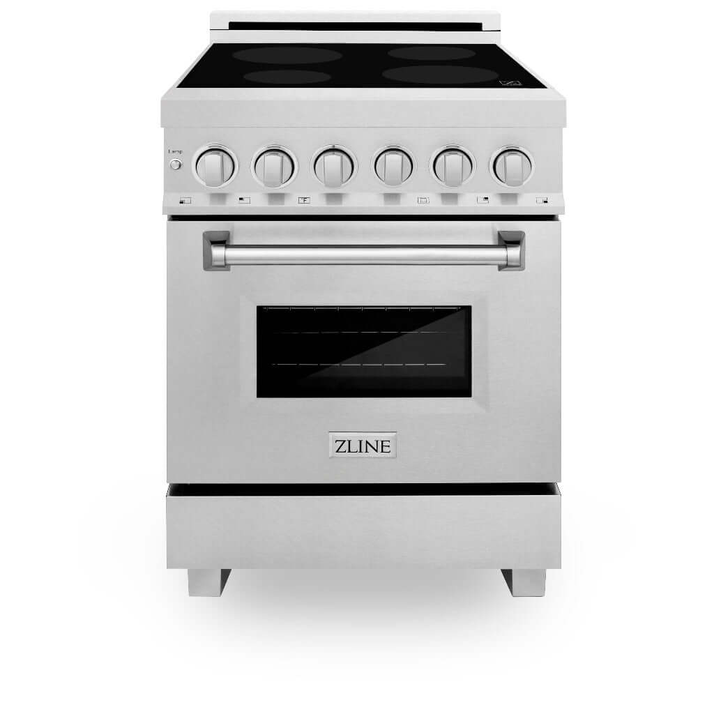 ZLINE 24 Inch 2.8 Cu. Ft. Legacy Induction Range with 4-Burner Cooktop & Electric Oven - Satin Stainless Steel (RAINDSN24) - Perfect for Modern Kitchens & Professional Cooking