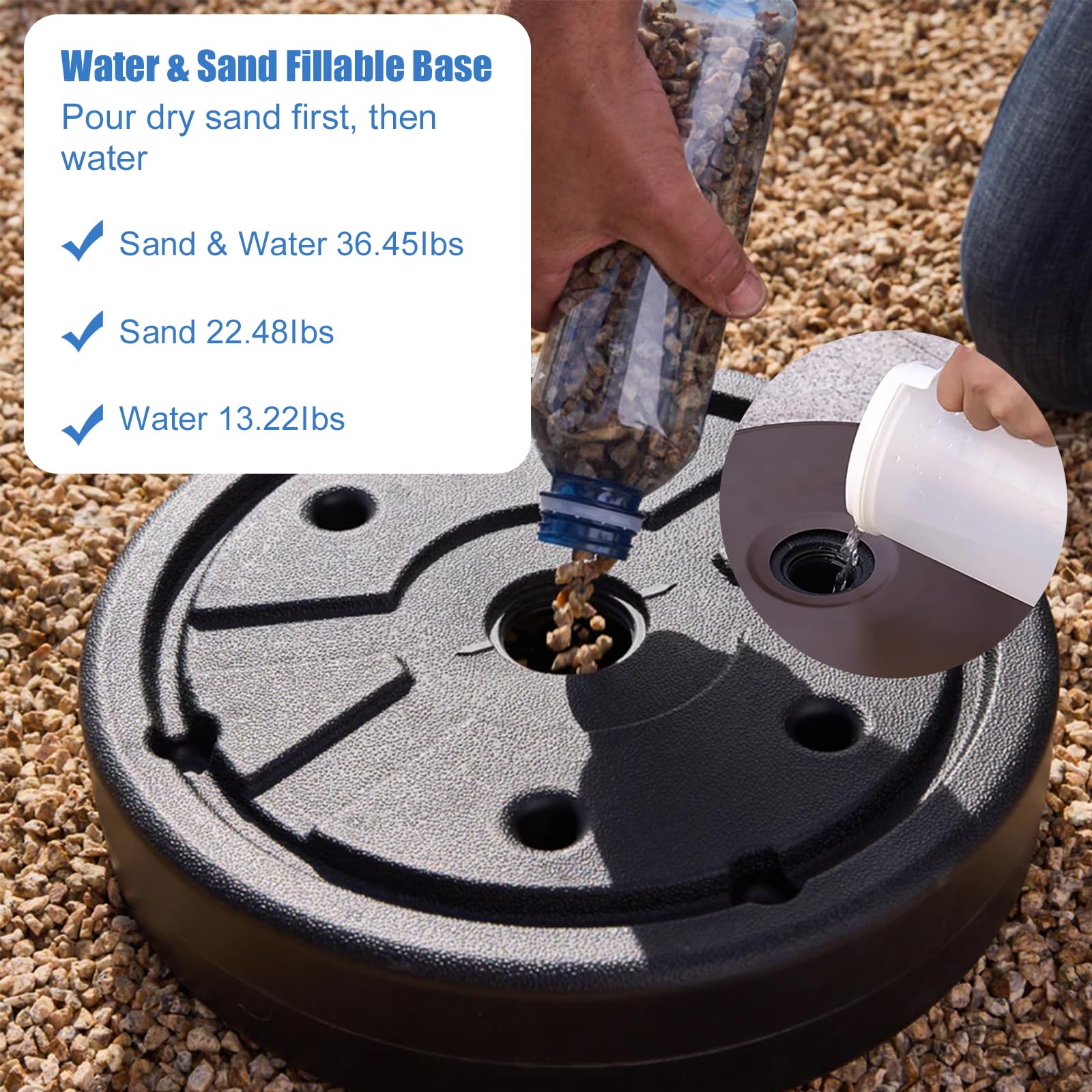 EAST OAK Patio Heater Sand/Water Weight Base for UR48BN1 - Heavy Duty Black Stabilizer for Outdoor Umbrella Heaters - Perfect for Backyard, Deck, and Patio Heating in Cold Weather