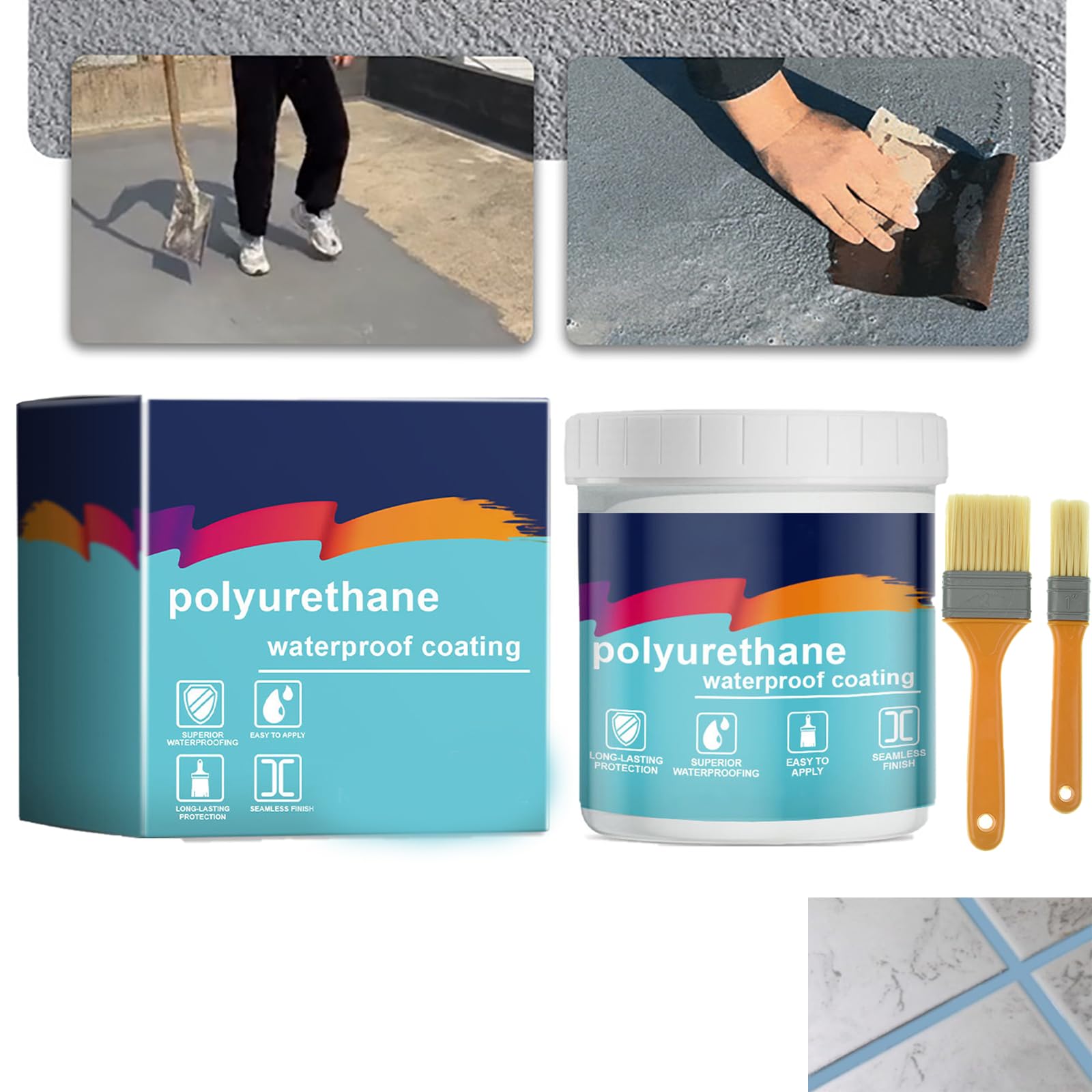 Polyurethane Waterproof Coating - Firelye Waterproof Sealant for Roof, Basement & Concrete Repair (Gray, 2.2lb) | Leak Proof Solution for Home, Garage & Outdoor Use