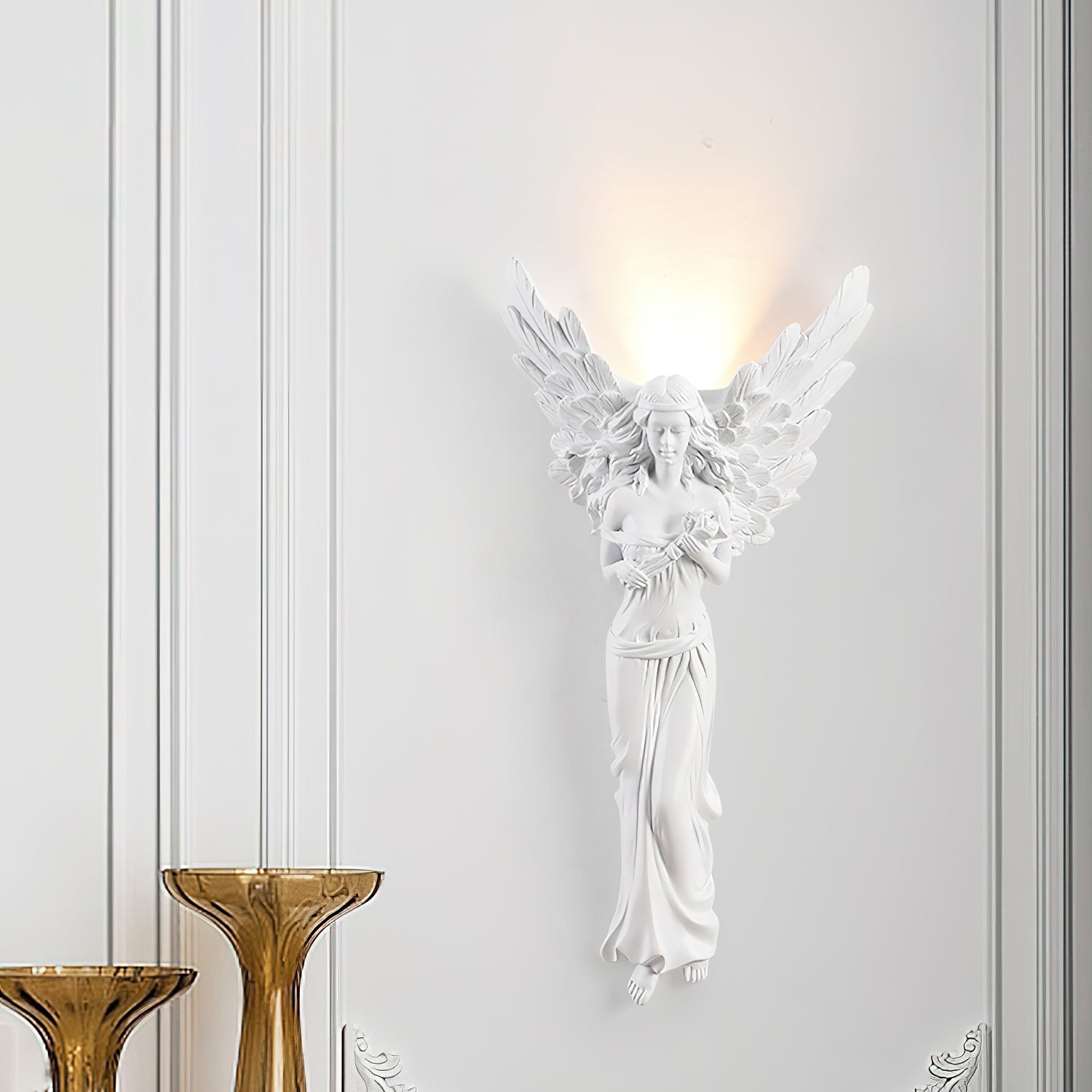 Angel Resin Wall Lamp - Elegant Decorative Lighting for Bedroom, Living Room & Hallway - Perfect for Home Decor & Ambient Lighting