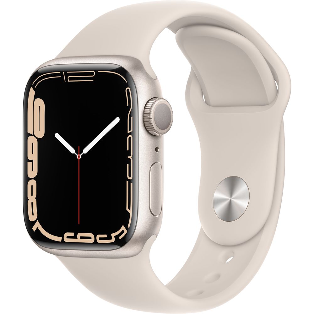 Apple Watch Series 7 (Gen 7) 41mm GPS Smartwatch - Starlight Aluminum Case with Starlight Sport Band (MKMY3LL/A) | Fitness Tracker, Heart Rate Monitor, Water Resistant for Running, Swimming & Daily Use