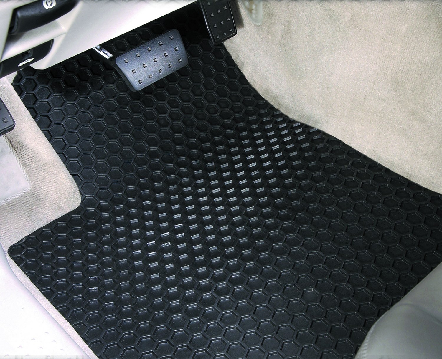 Intro-Tech LX-623-RT-B Hexomat Custom Fit Floor Mats for Lexus IS 250 - 4pc Set (Front & Rear Rows) - Durable Rubber-Like Car Mats in Black - Perfect for All-Weather Protection & Interior Protection