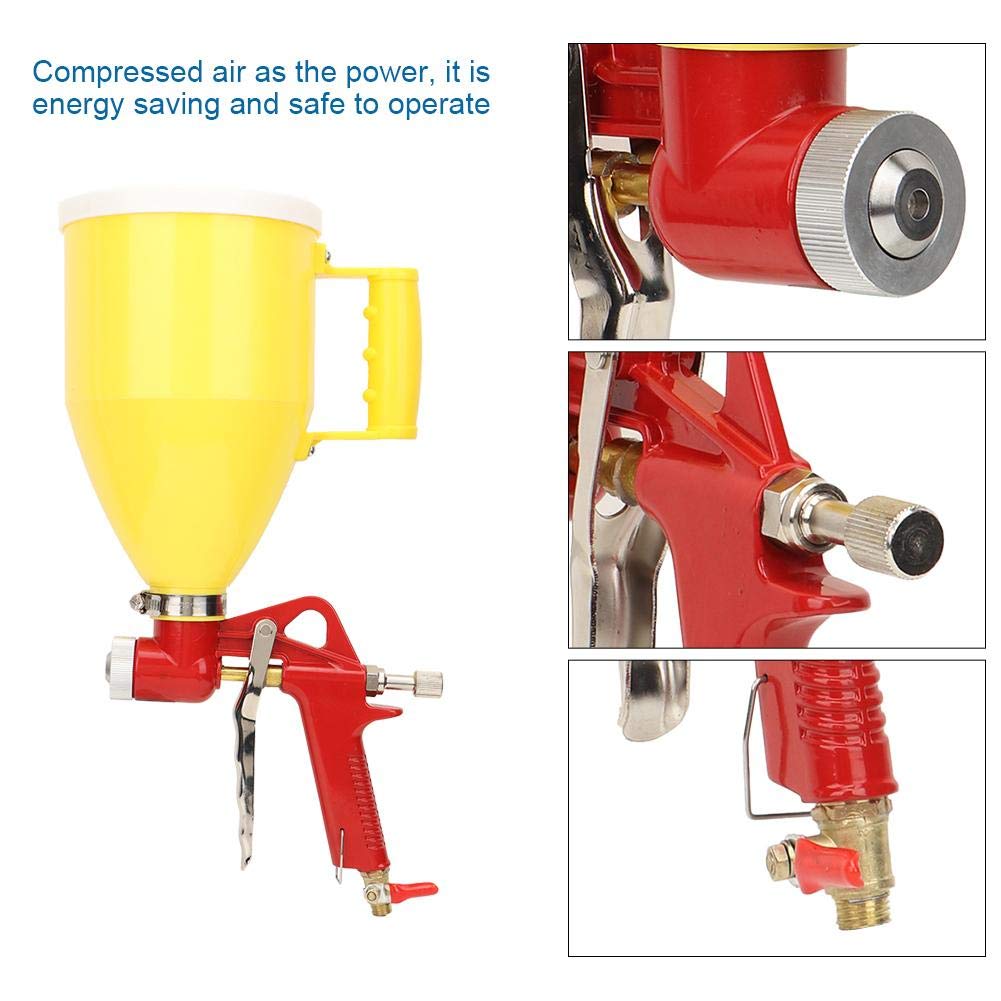 **Pneumatic Air Texture Spray Gun with 3L Hopper & Handle - Includes 4mm, 6mm, 8mm Nozzles for Wall & Ceiling Texture Spraying - Perfect for DIY Home Renovation & Professional Construction Projects**