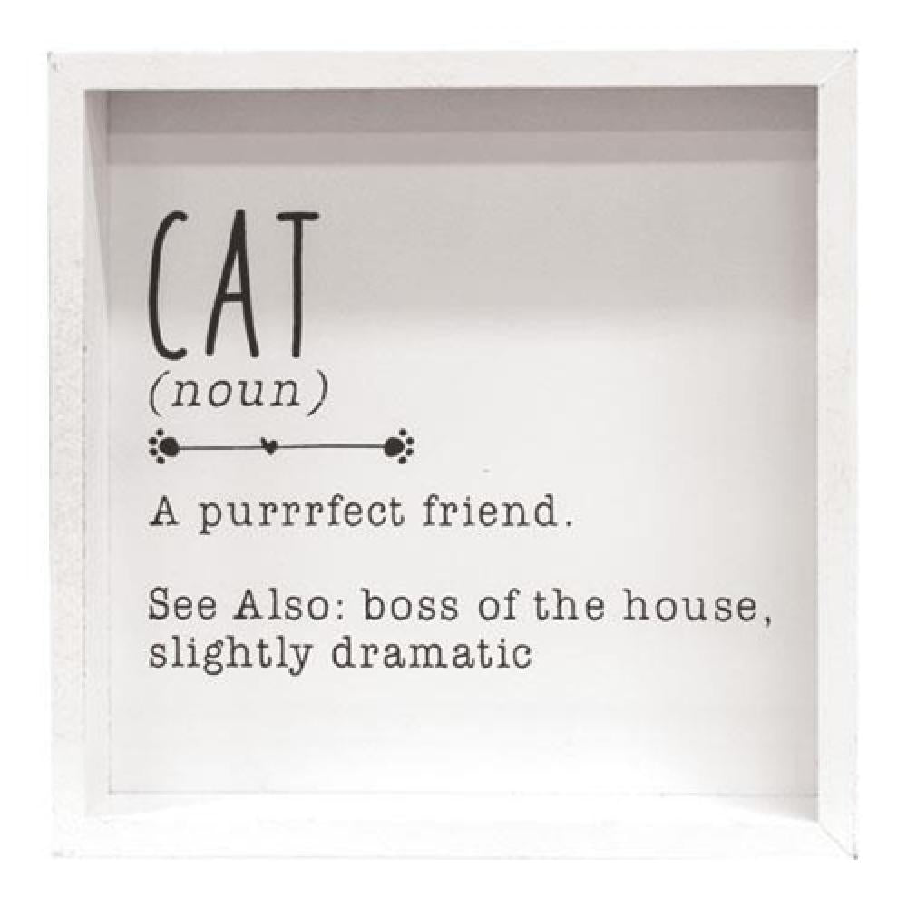 Cat Definition Framed Box Sign - Funny Home Decor for Cat Lovers - Perfect for Living Room, Bedroom or Office Wall Art