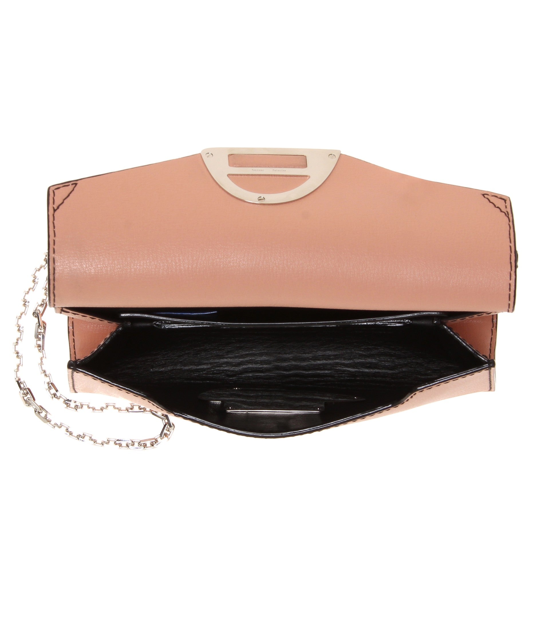 PS Small Curl Chain Clutch Bag - Grain & Suede Leather Crossbody Purse for Women, Blush Pink Evening Clutch for Parties, Weddings & Date Nights