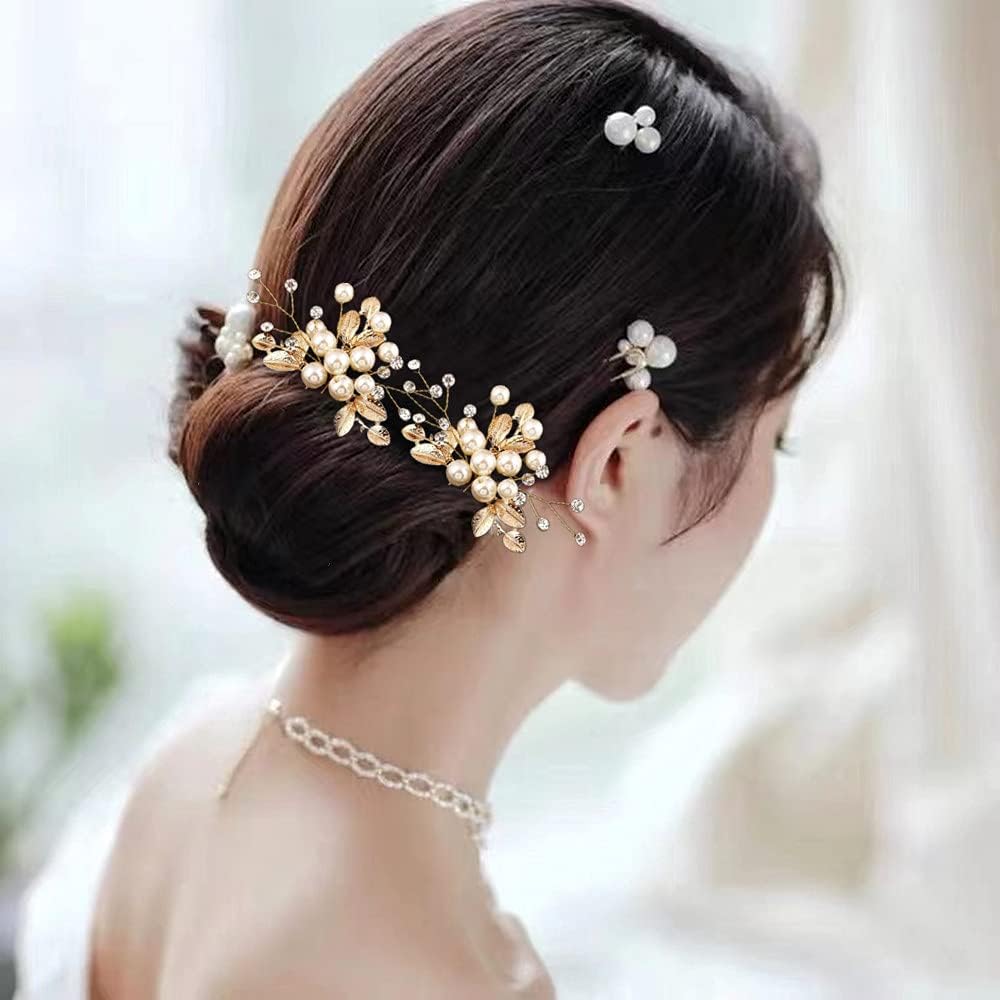 4 Pcs Bridal Pearl Hair Pins - Elegant Wedding Hair Accessories for Women & Girls - Perfect for Bridal Showers, Weddings, and Special Occasions