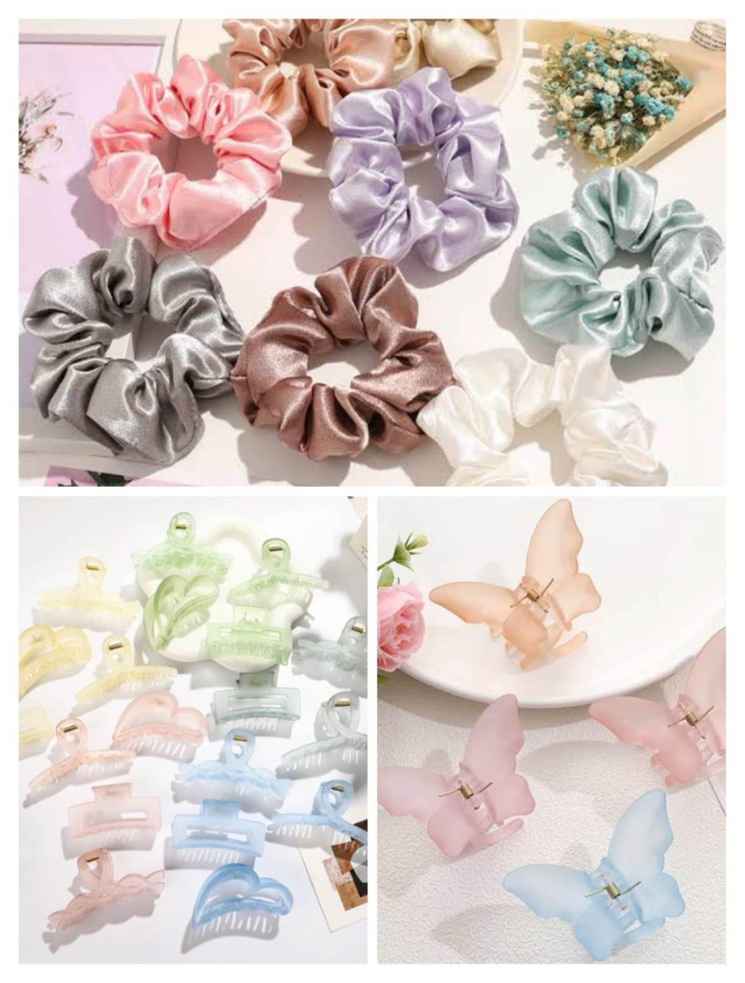 Snowpearl 6-Piece Stylish Hair Accessories Set – Trendy Frosted Hair Clips, Korean Butterfly Hair Claws, Satin Scrunchies for Women & Girls | Perfect for Ponytails, Buns & Everyday Hairstyles