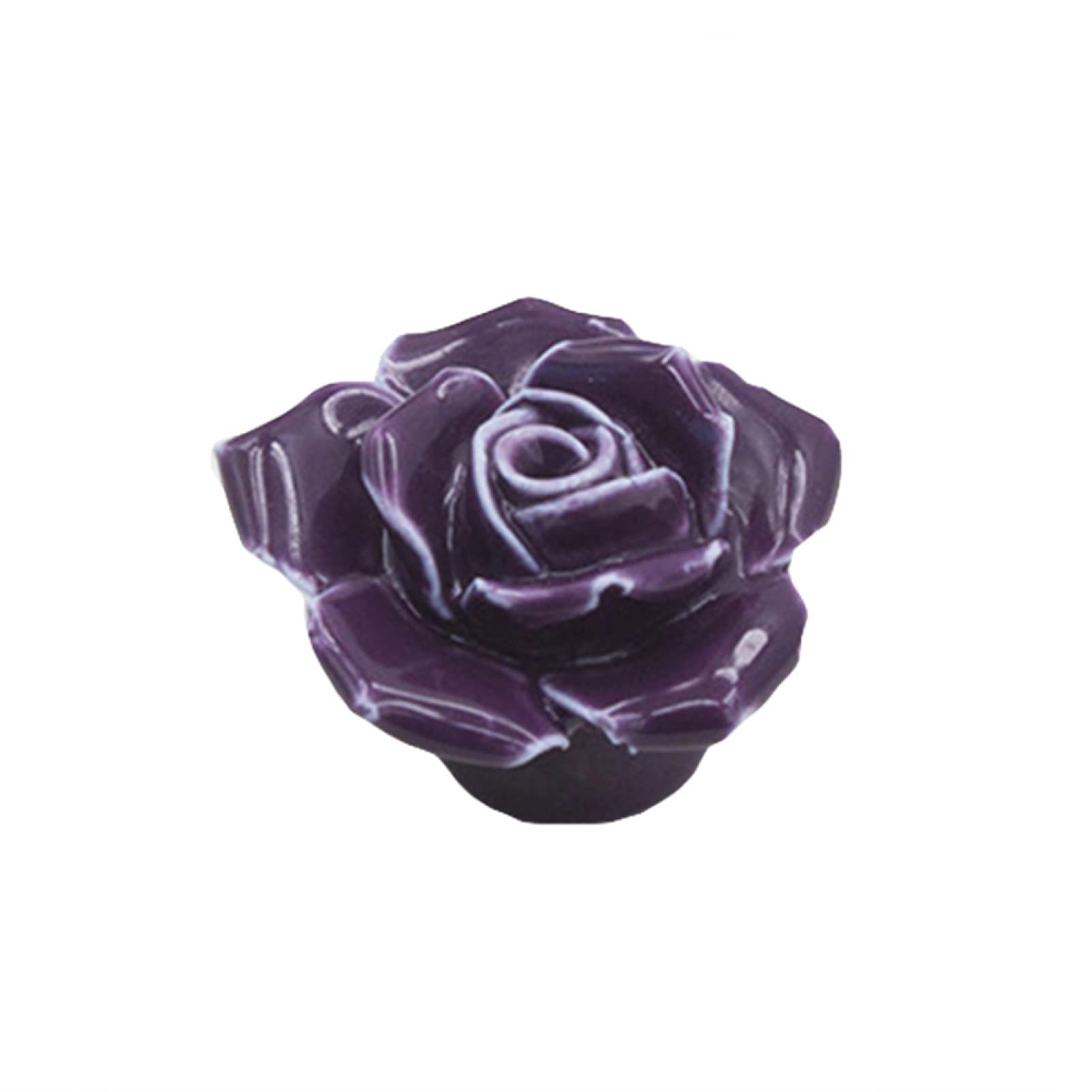Purple Ceramic Rose Drawer Pull Knob - Elegant Cabinet Wardrobe Furniture Handle for Valentine's Day Gift & Home Decor | Perfect for Bedroom Dressers, Kitchen Cabinets, and DIY Furniture Upgrades