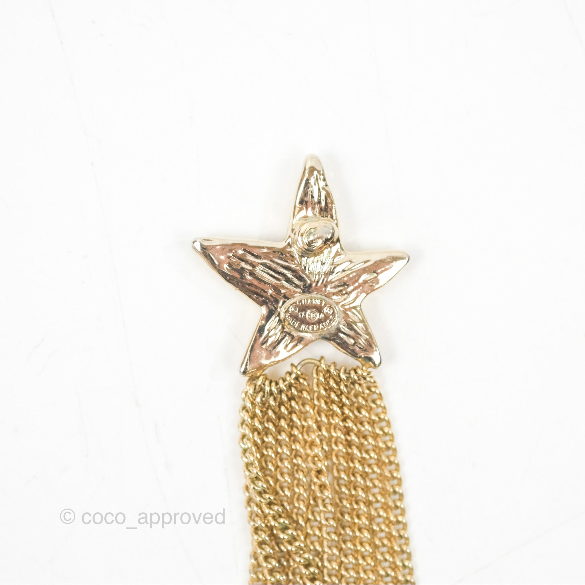 Chanel CC Crystal Star Drop Earrings in Gold Tone - 17A Collection | Elegant Luxury Jewelry for Women, Perfect for Parties, Weddings & Special Occasions