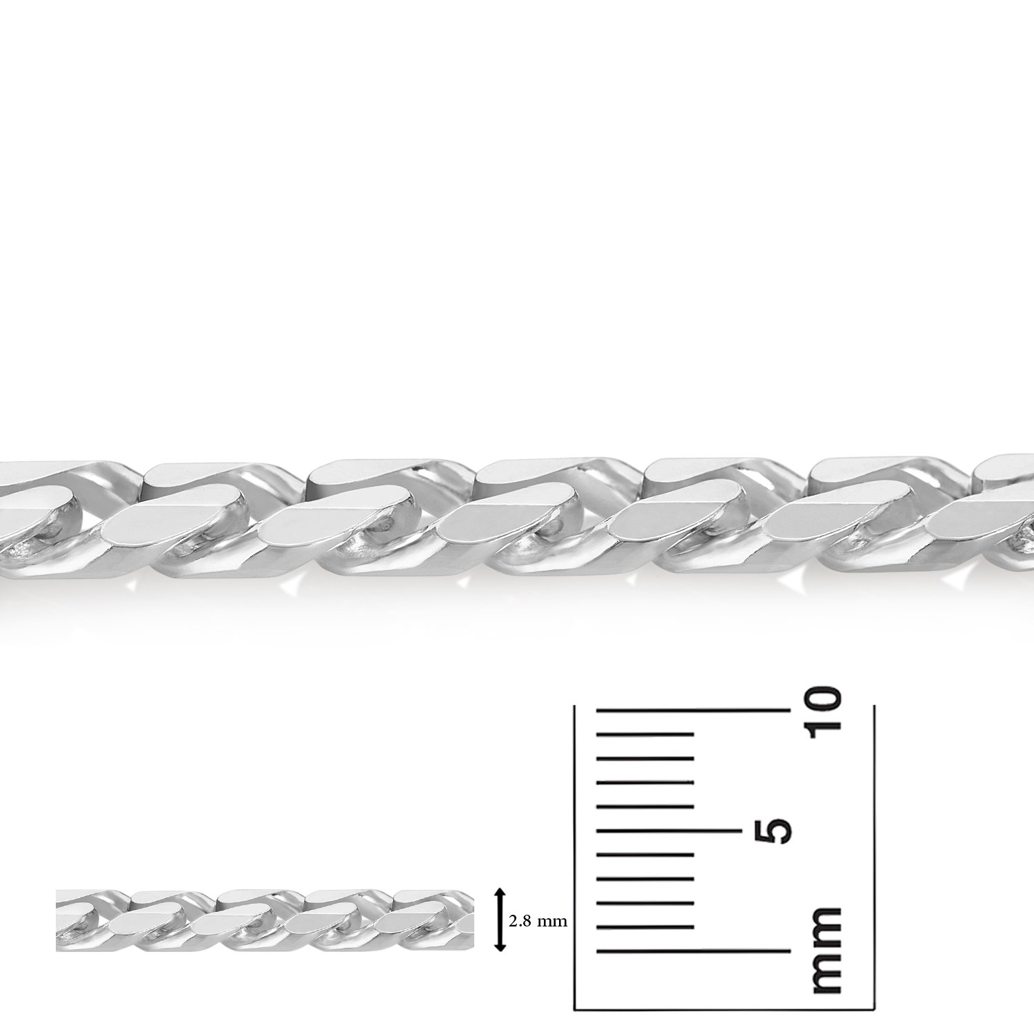 8.5mm Solid .925 Sterling Silver Beveled Curb Chain Necklace for Women - Durable & Hypoallergenic Jewelry for Everyday Wear, Gifts & Special Occasions