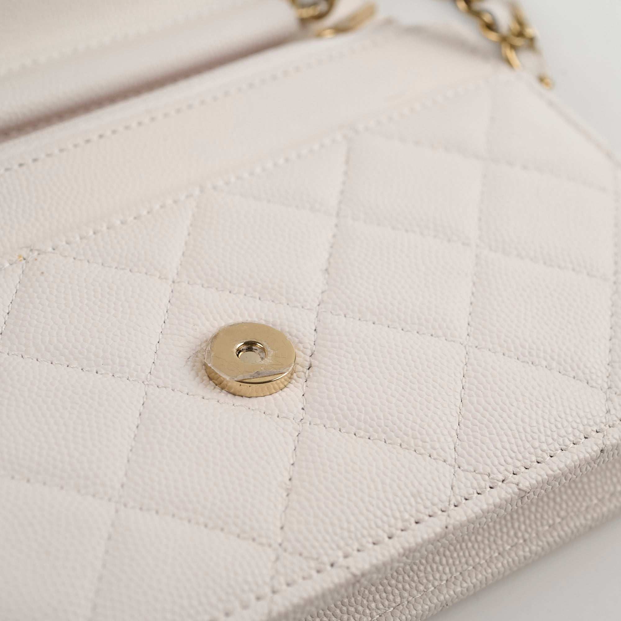 Chanel Caviar Leather Wallet On Chain Crossbody Bag - White with Microchip - Perfect for Evening Events, Parties & Luxury Fashion Accessories