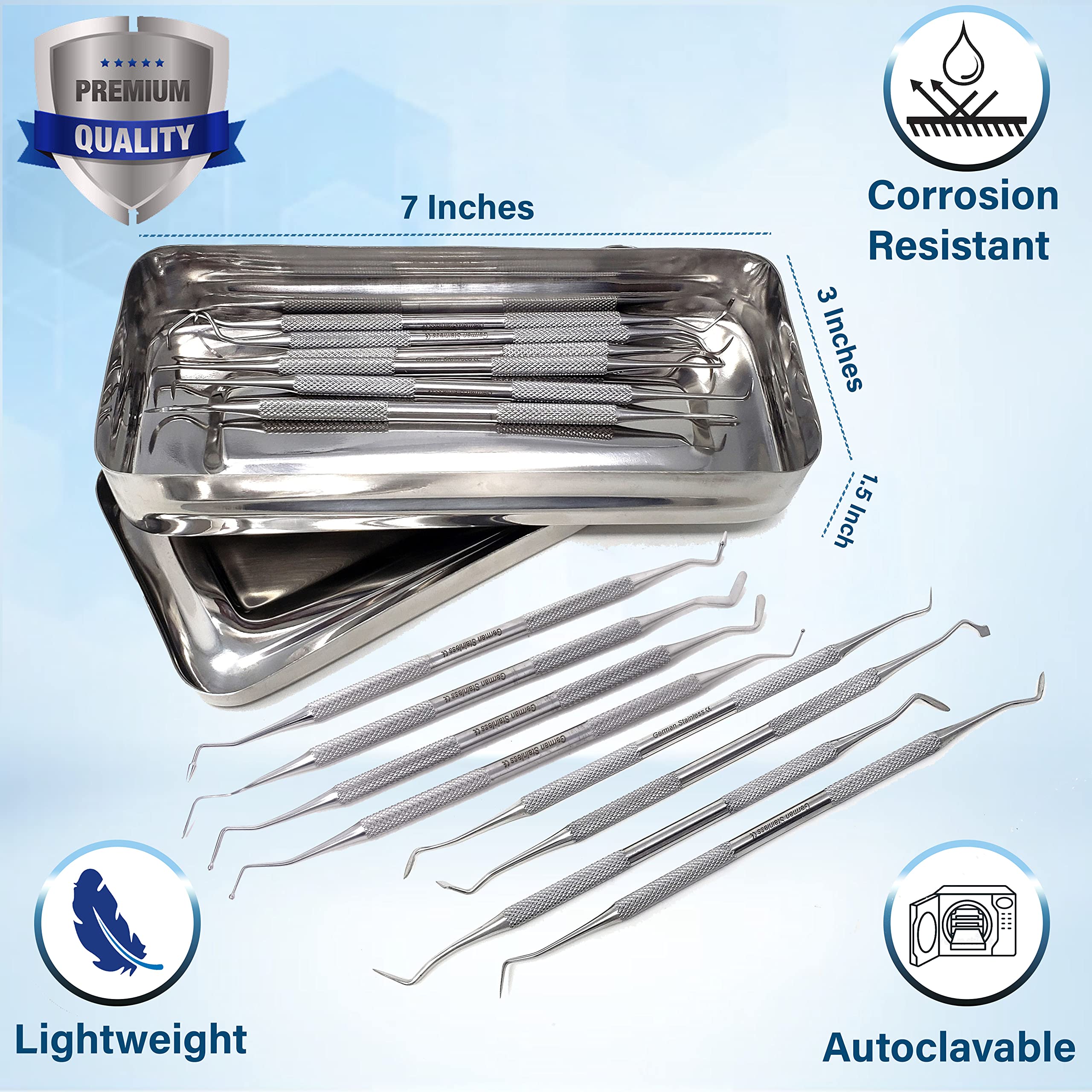 Professional 13-Piece A2Z Dental Kit - Stainless Steel Wax Carvers & Composite Filling Instruments Set with Sterilizer Box - Perfect for Dentists, Dental Students & Restorative Procedures