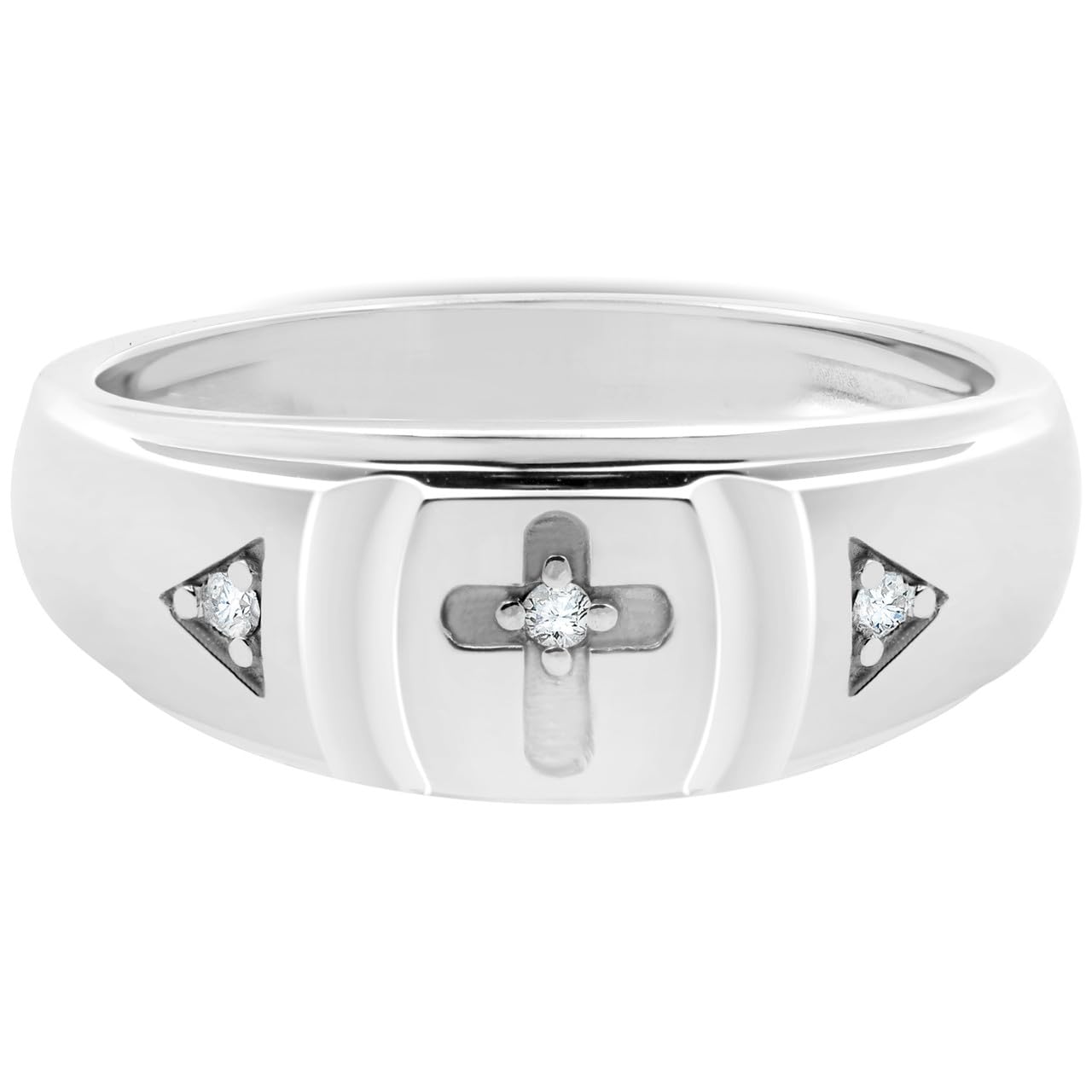 10K White Gold Men's Diamond Cross Wedding Ring - Perfect for Engagement, Promise, and Anniversary Gifts