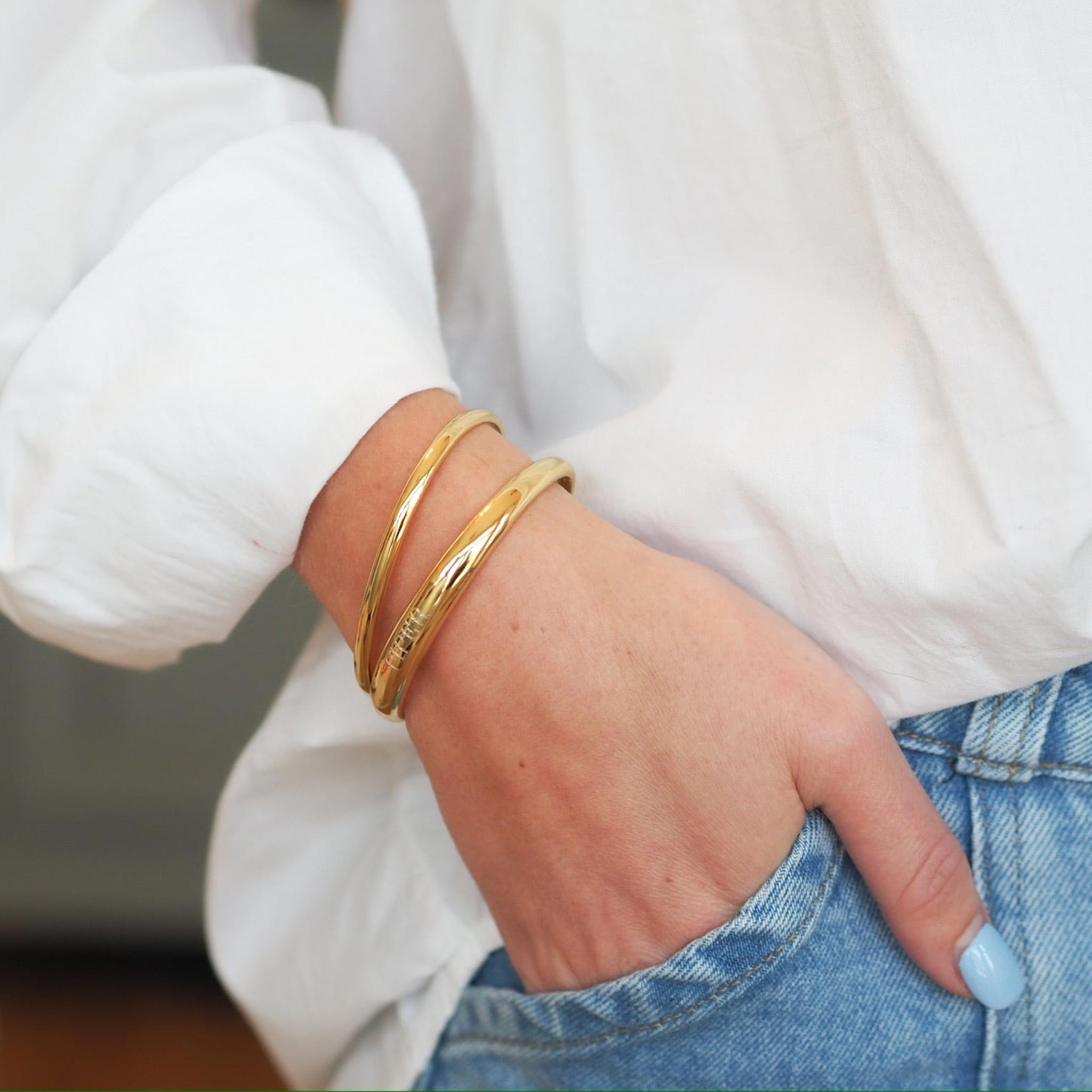 Goldbug Collection Slip-On Cuff Bangle Bracelet for Women - Elegant Gold-Tone Adjustable Bangle for Everyday Wear & Special Occasions