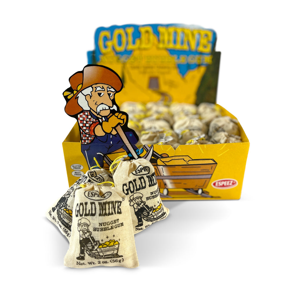 Espeez Gold Mine Nugget Bubble Gum - 24 Count Box | Fun & Tasty Gold-Themed Chewing Gum for Parties, Gifts & Kids Treats