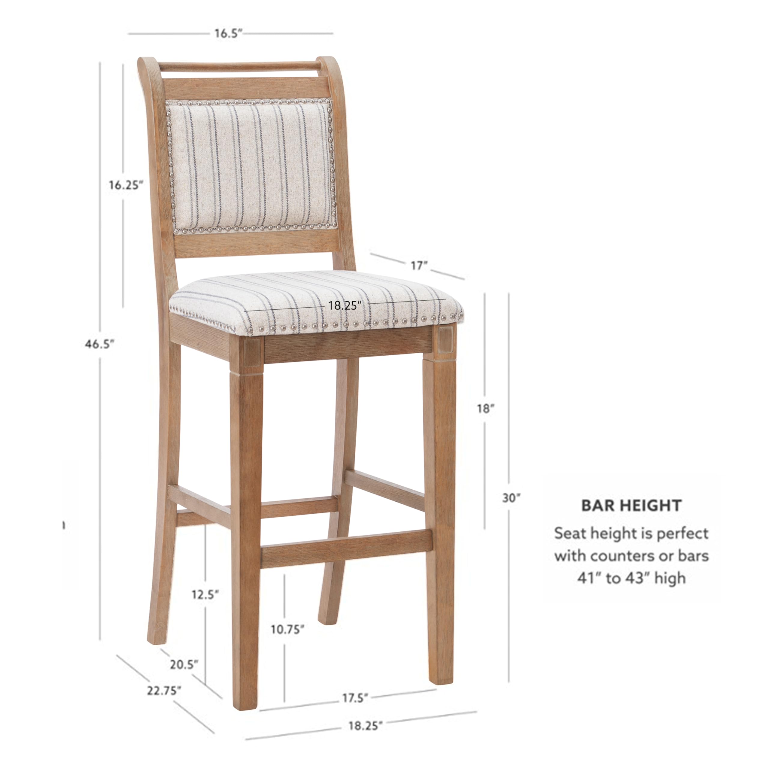Linon Lisbon Grey Bar Stool - 30
