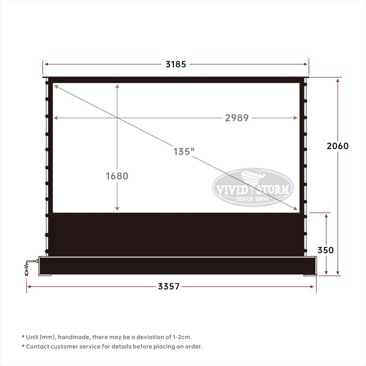 VIVIDSTORM Pearl White Motorized Tension Floor Rising Projector Screen - 120 Inch 4K Ultra HD Home Theater Projection Screen for Movies, Gaming & Presentations - Perfect for Living Rooms, Home Cinemas & Offices
