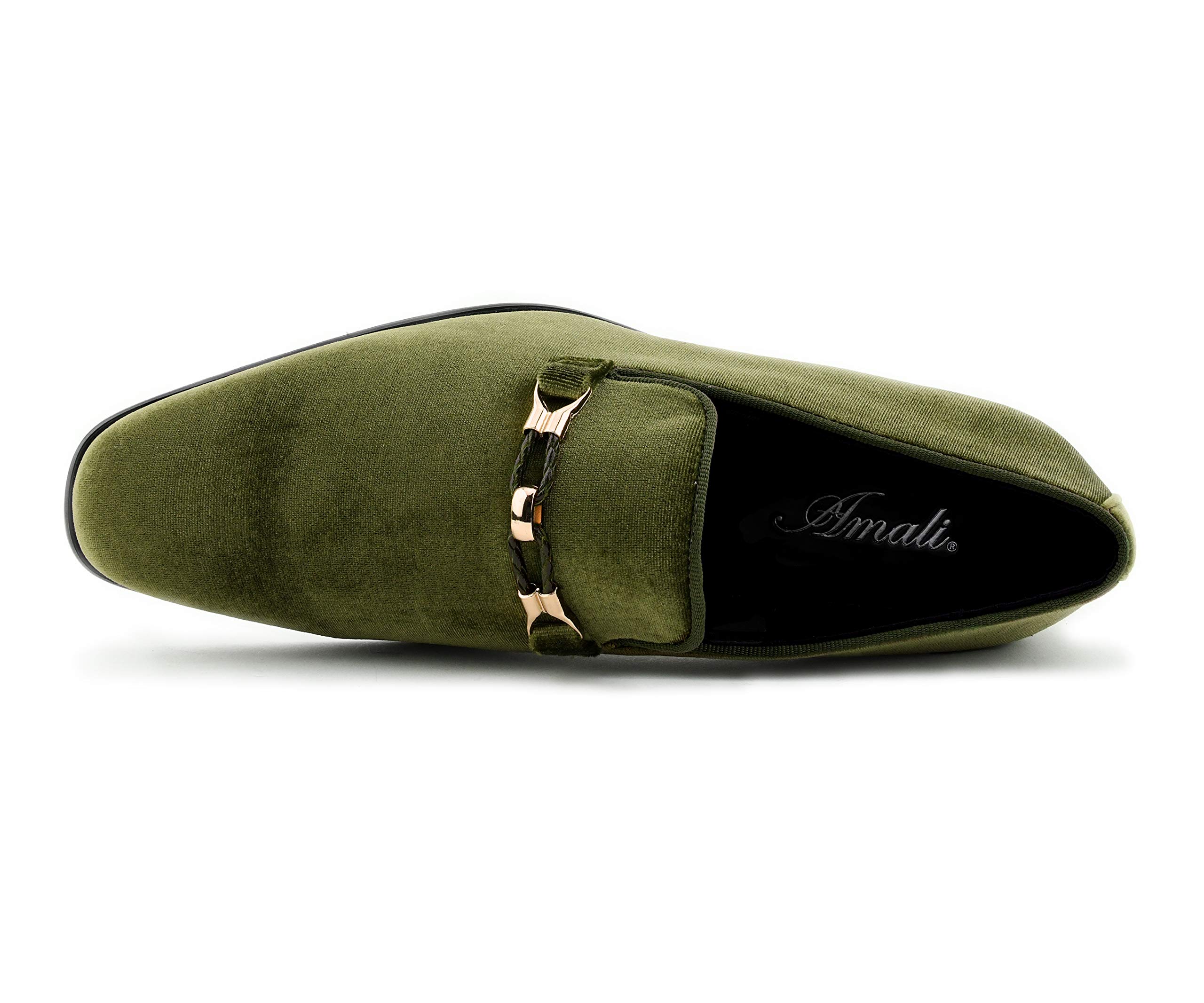 Amali Aller Men's Casual Loafers - Slip On Velvet Tuxedo Shoes with Metal & Knitted Buckle - Comfortable Formal & Party Footwear for Weddings, Business Events & Evening Occasions
