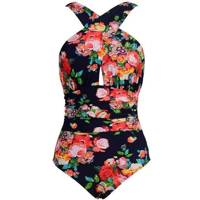 Tropical Club One Piece Swimwear - Sexy High Waisted Bathing Suit for Women, Perfect for Beach Vacation & Pool Party