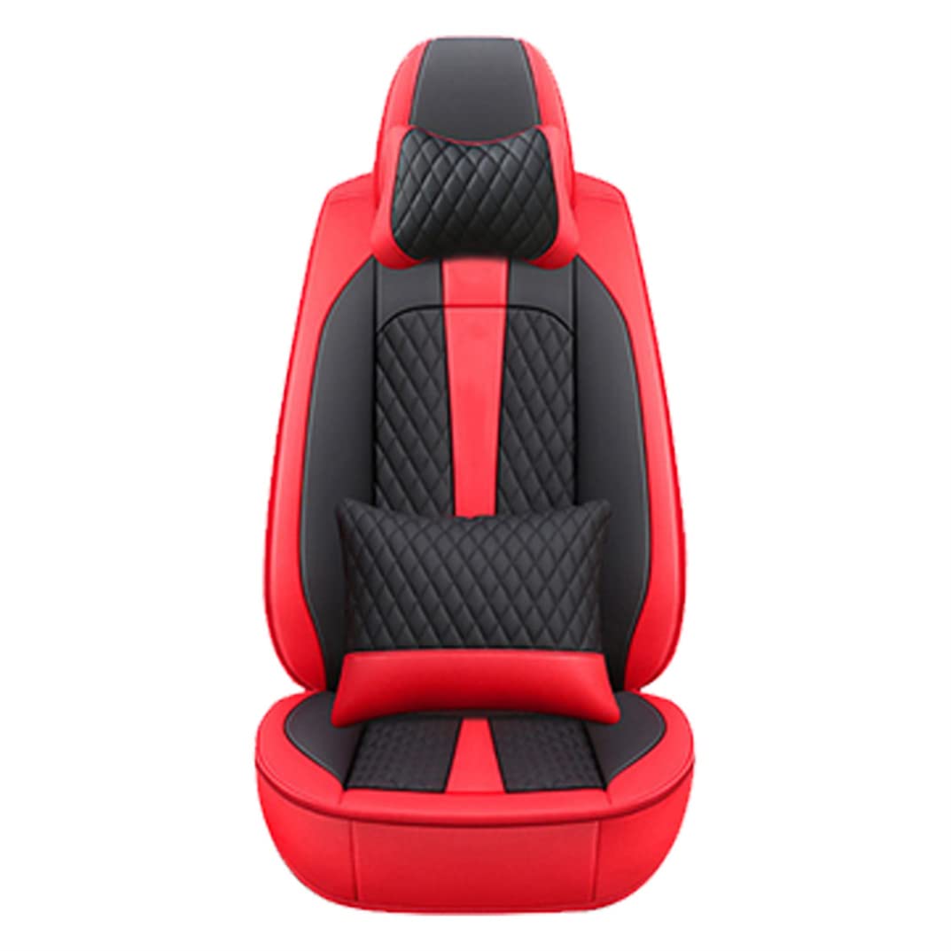 Premium PU Leather Car Seat Covers for Dodge RAM 1500/2500 - Waterproof, Breathable, Airbag Compatible Front Seat Protectors (Black & Red) | Perfect for Truck Owners, Road Trips & Daily Commutes