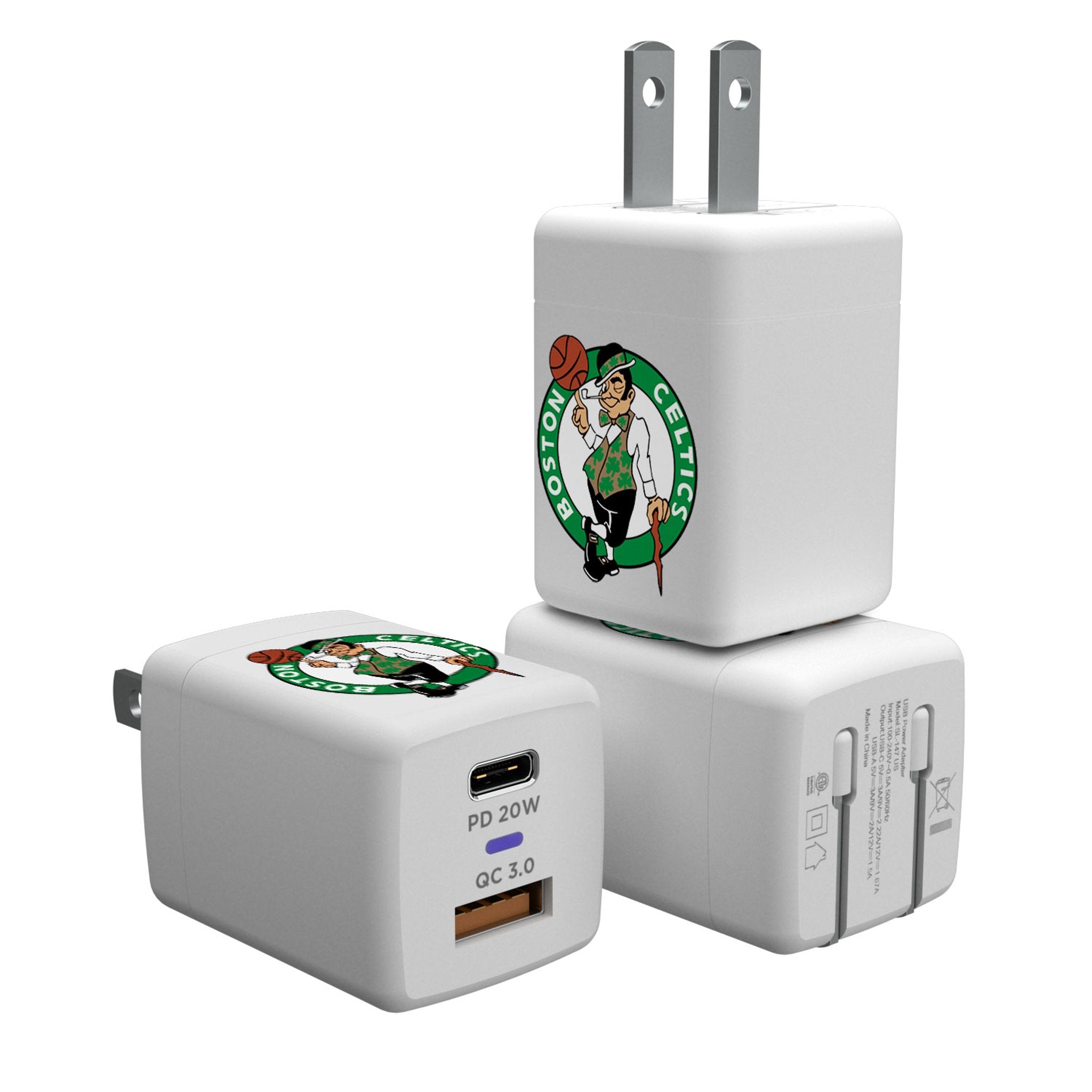 Boston Celtics Logo USB Charger - Fast Charging Cable for iPhone, Android, Samsung - Perfect for Home, Office, Travel & Celtics Fans Gifts