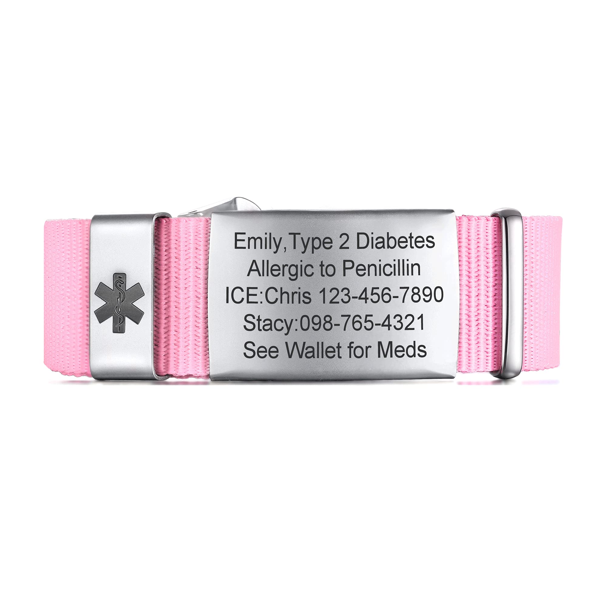 VNOX Custom Medical Alert Bracelet for Men & Women - Adjustable Stainless Steel Sport ID Bracelet for Emergency Health Conditions - Perfect for Running, Hiking & Daily Wear