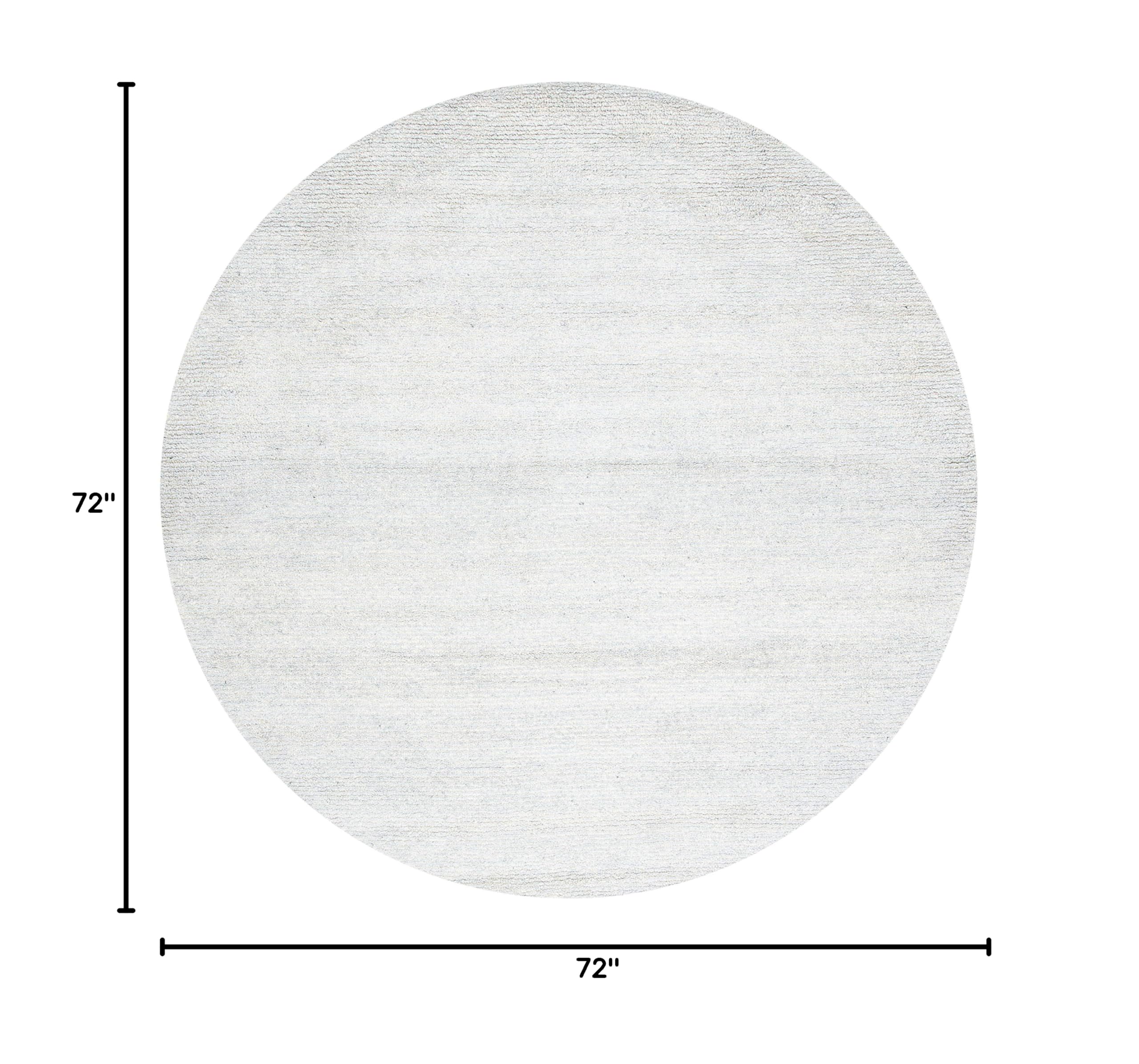 SAFAVIEH Himalaya Collection 6' Round Silver HIM153G Handmade Premium Wool & Viscose Area Rug - Soft & Durable for Living Room, Bedroom, or Office Decor