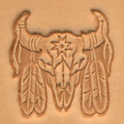 Craftool® Stamp Head Feathered Bull Skull - Western Style Leather Stamping Tool for DIY Leather Crafting, Perfect for Leatherworking, Belt Making, and Custom Leather Projects