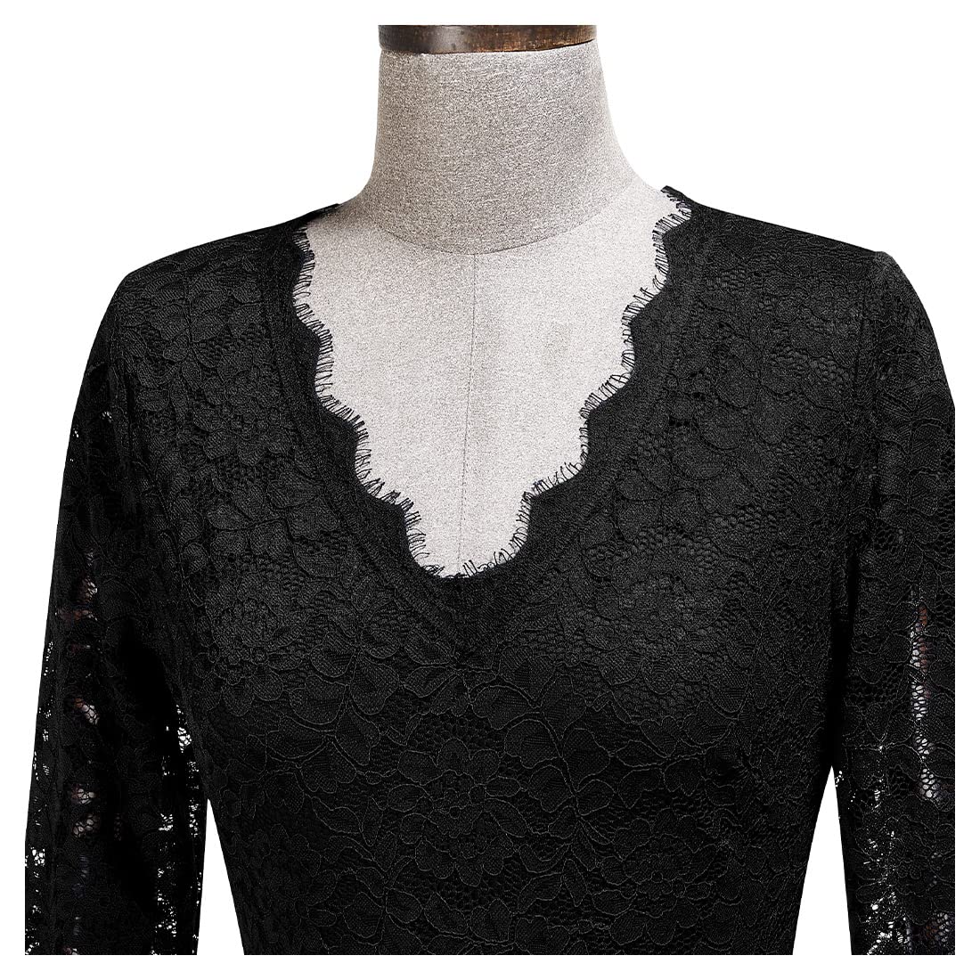 MISSMAY Women's Floral Lace Formal Evening Dress Long Sleeve Maxi Gown for Wedding, Prom, Cocktail Party & Special Occasions