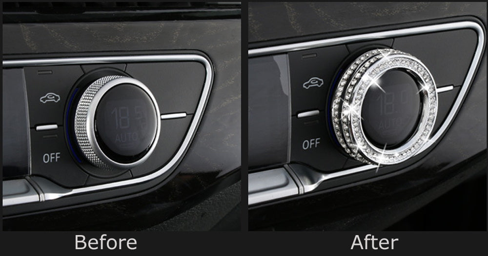 Shiny Crystal AC Knob Ring Covers for 2017+ Audi A4 S4 A5 S5 RS5 - Luxury Interior Upgrade & Climate Control Decor