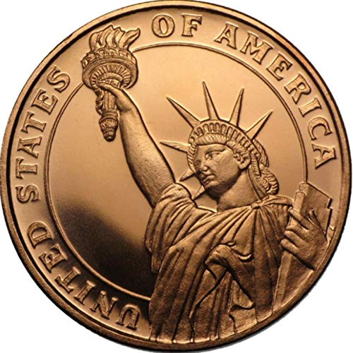 1 oz .999 Pure Copper Round Challenge Coin - Statue of Liberty Design | Collectible Bullion, Gift for Coin Enthusiasts | Perfect for Collections, Awards, and Patriotic Displays