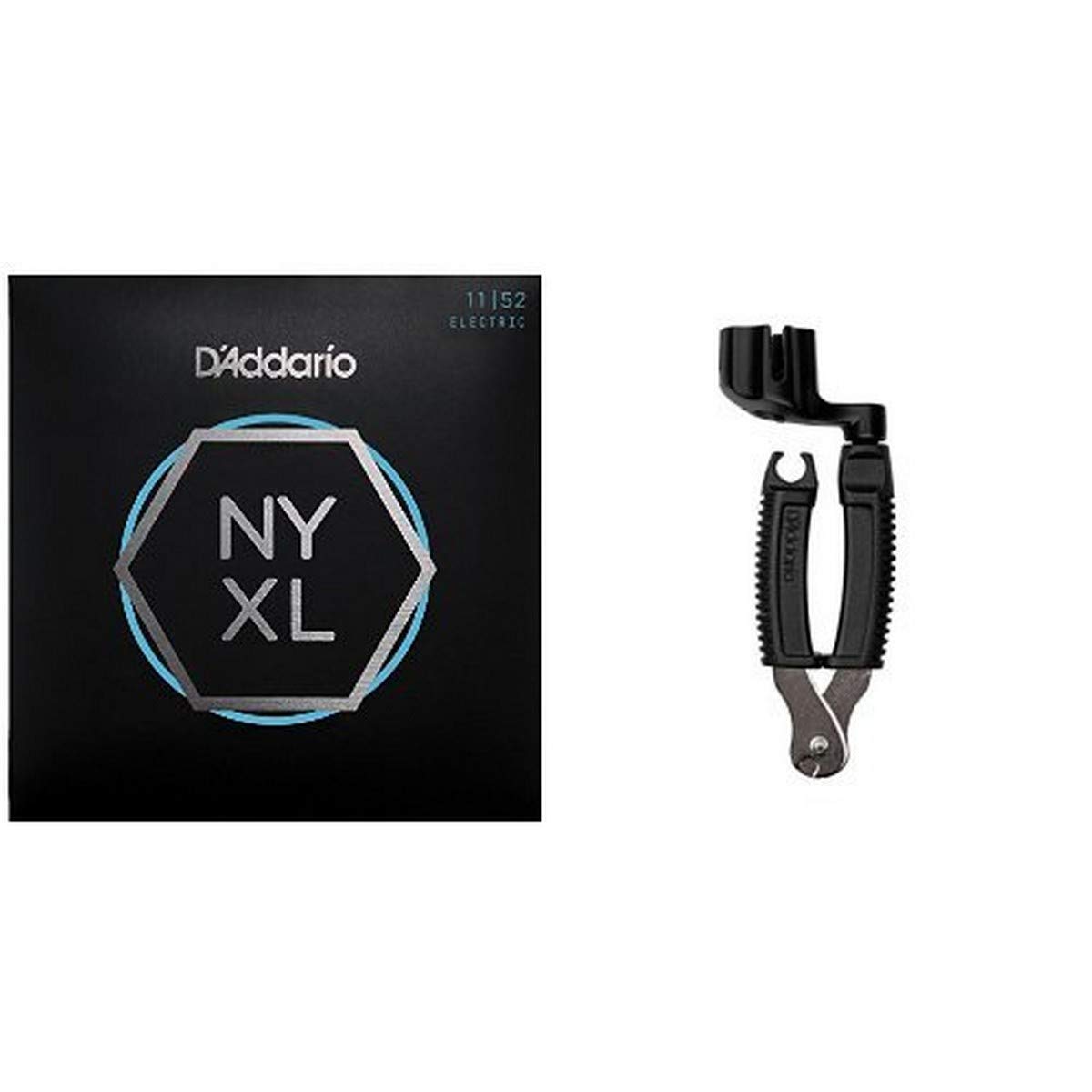 D'Addario NYXL1152 Electric Guitar Strings - Medium Top/Heavy Bottom (11-52 Gauge) with Pro-Winder String Cutter Bundle | Premium Nickel Plated Steel for Rock, Metal & Heavy Playing Styles | Perfect for Stage Performances & Studio Recording