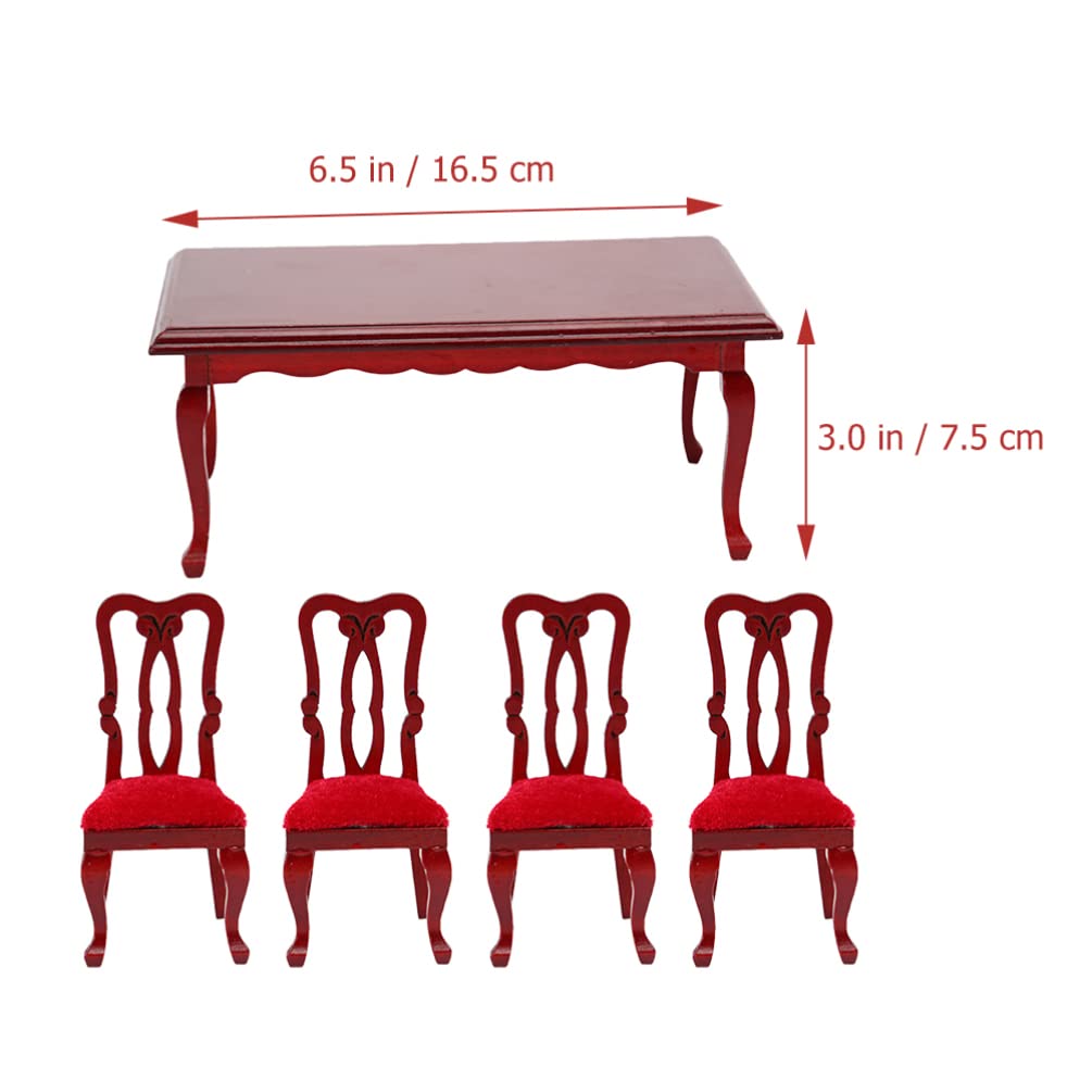 Toddmomy Wooden Dollhouse Furniture Set - Miniature Dining Table & Chairs for Dollhouse Accessories & Fairy Gardens - Perfect for Kids' Pretend Play & Room Decor