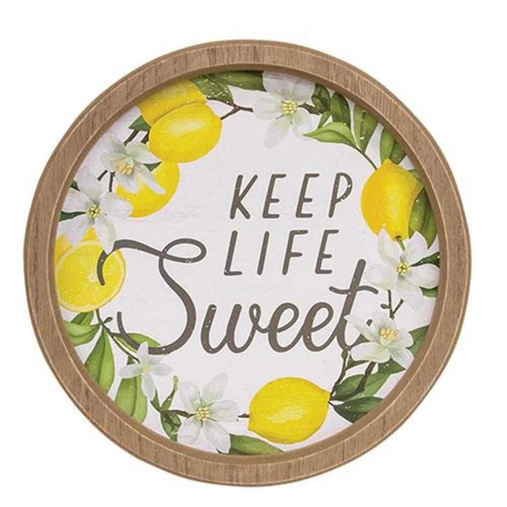 Keep Life Sweet Round Framed Sign - Rustic Farmhouse Wall Decor for Living Room, Bedroom & Kitchen - Inspirational Home Decor Gift