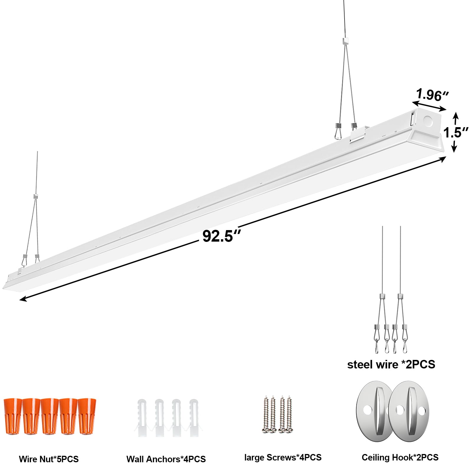 ANTLUX 8FT LED Shop Light Fixture - 110W Linkable LED Strip Lights (8 Pack) - 12200 Lumens, 5000K Daylight - Energy Efficient Fluorescent Tube Replacement for Garage, Warehouse & Workshop Lighting - Perfect for Industrial Spaces, Retail Stores and Home DIY Projects