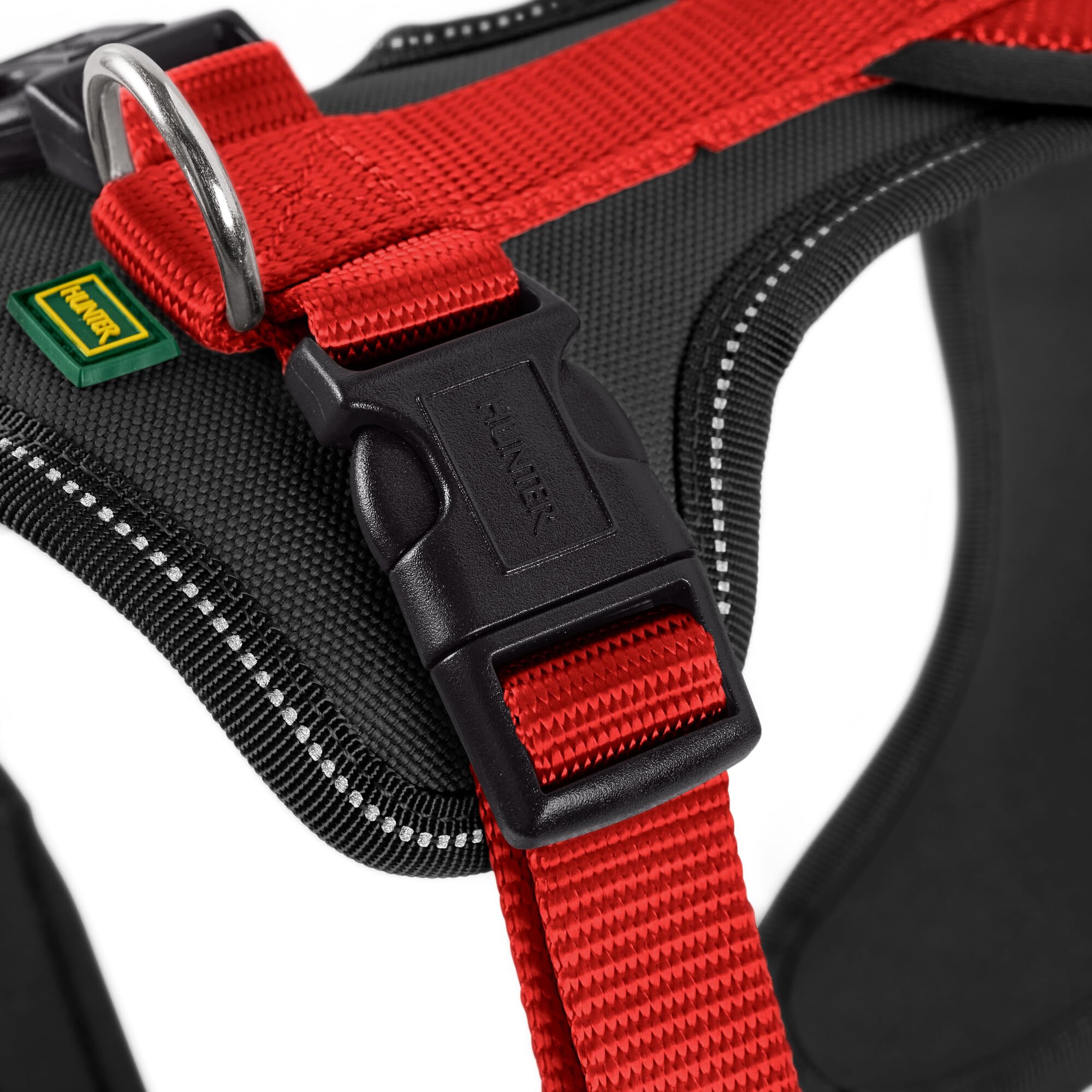 HUNTER Neoprene Dog Harness for Medium Dogs - Adjustable & Comfortable Red/Black Pet Vest - Perfect for Walking, Hiking & Outdoor Adventures