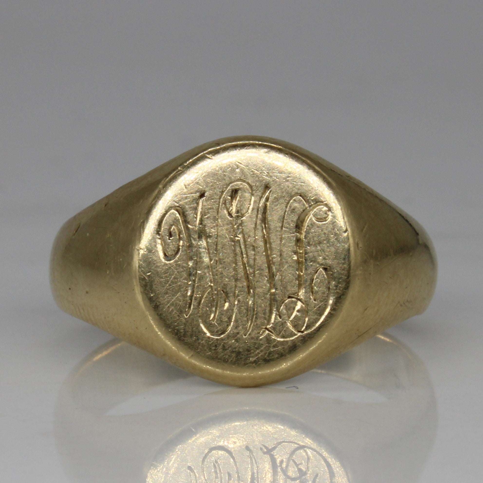10K Yellow Gold Initial Signet Ring for Men & Women - Personalized Engraved Monogram Letter Ring - Size 10.25 - Perfect for Gifts, Weddings, Anniversaries & Everyday Wear