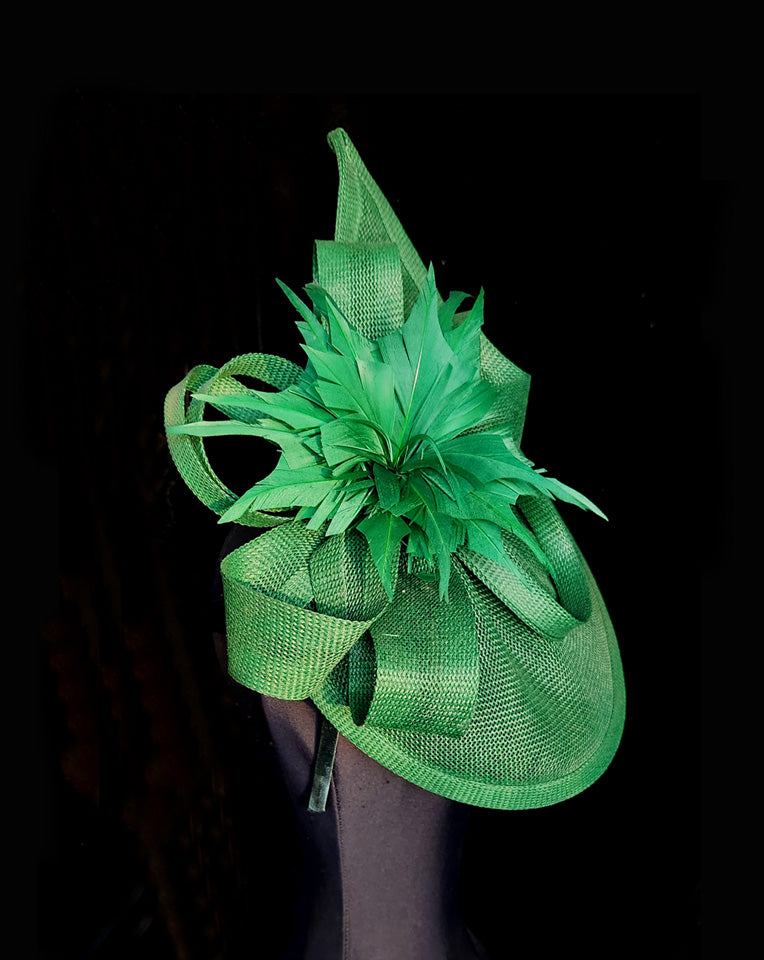 Stylish Forest Green Hatinator Crown & Fascinators for Race Day - Elegant Women's Headpiece for Weddings, Parties & Special Events