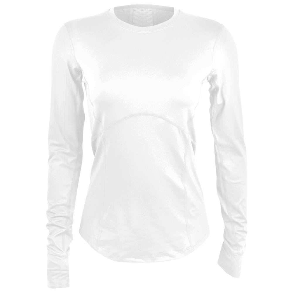 Lija Women's Titan Long Sleeve T-Shirt - Soft Breathable Cotton Top for Workout & Casual Wear - White