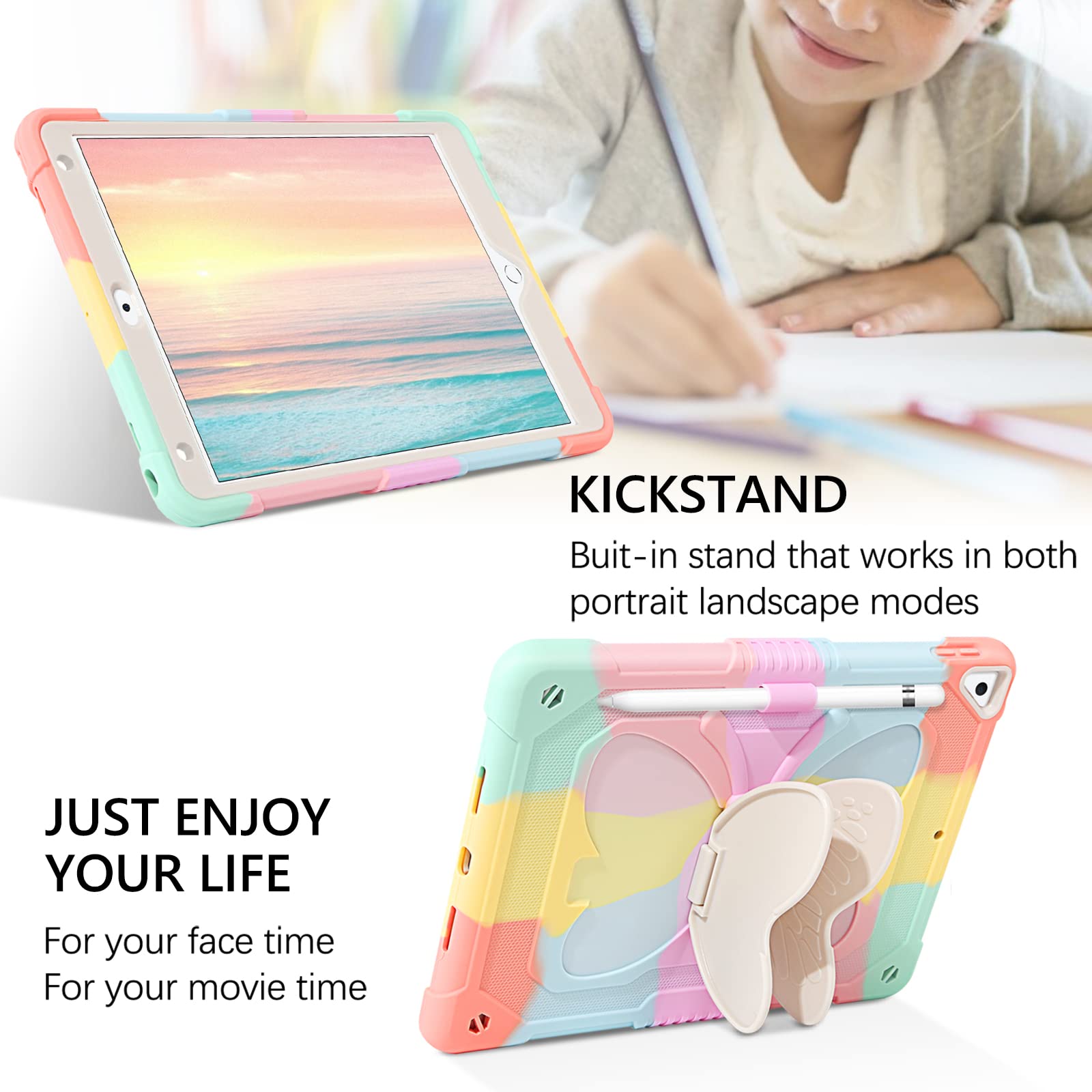 GUAGUA Shockproof iPad Case for iPad Air 2/6th/5th Gen & iPad Pro 9.7 - 2-in-1 Rugged Protective Cover with Kickstand & Pen Holder | Anti-Scratch Durable Design | Perfect for Work, Travel & Outdoor Use