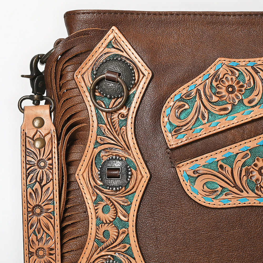 American Darling ADBG469 Genuine Leather Western Handbag - Hand-Tooled Women's Purse & Shoulder Bag for Cowgirl Style, Rodeo Events and Country Fashion