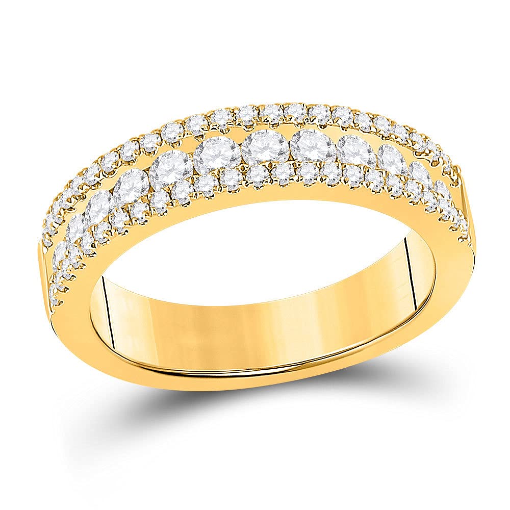 14K Yellow Gold Women's Round Diamond Band Ring - 1 CTTW Diamond Wedding Ring for Women, Elegant Stackable Ring for Anniversary, Engagement, or Everyday Wear