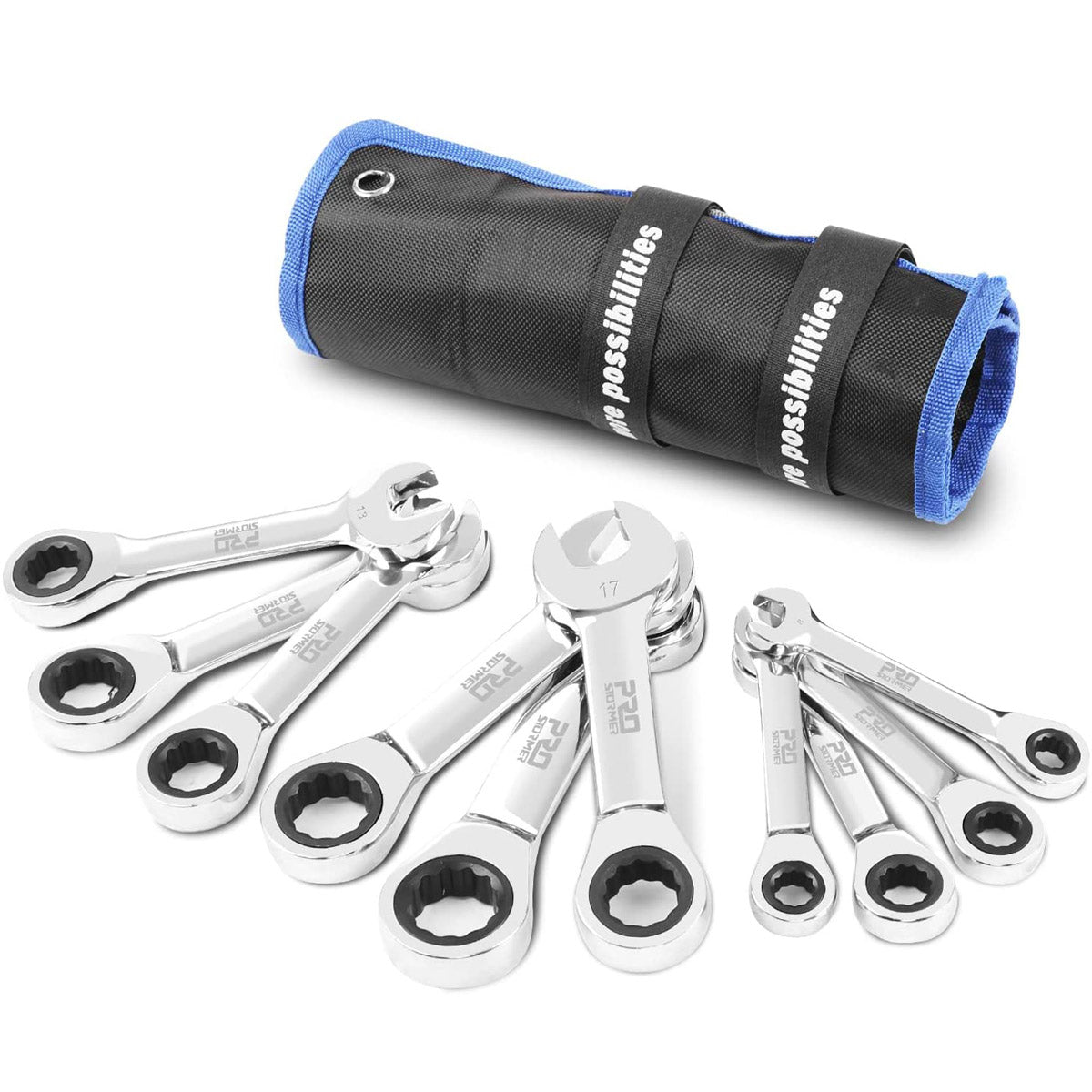 10-Piece Stubby Ratchet Combination Metric Wrench Set - Compact & Durable for Tight Spaces | Perfect for Automotive Repair, DIY Projects, and Home Maintenance