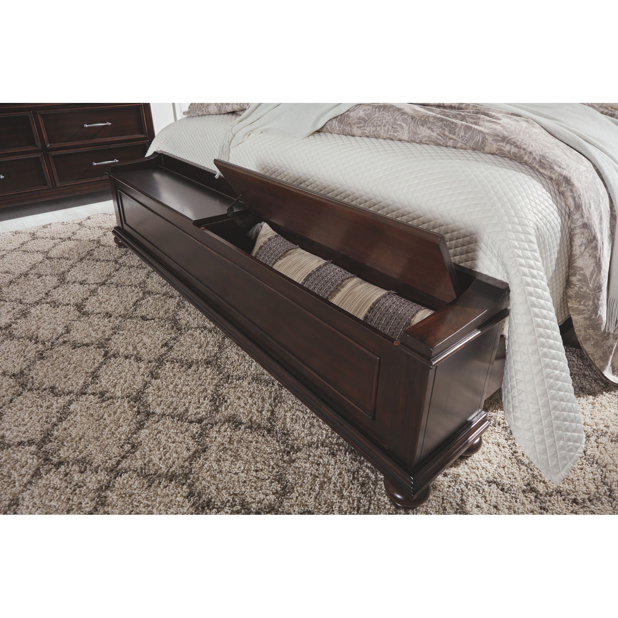 Brynhurst King Storage Bed Frame with Drawers - Dark Brown Wooden Platform Bed for Master Bedroom, Guest Room & Small Spaces